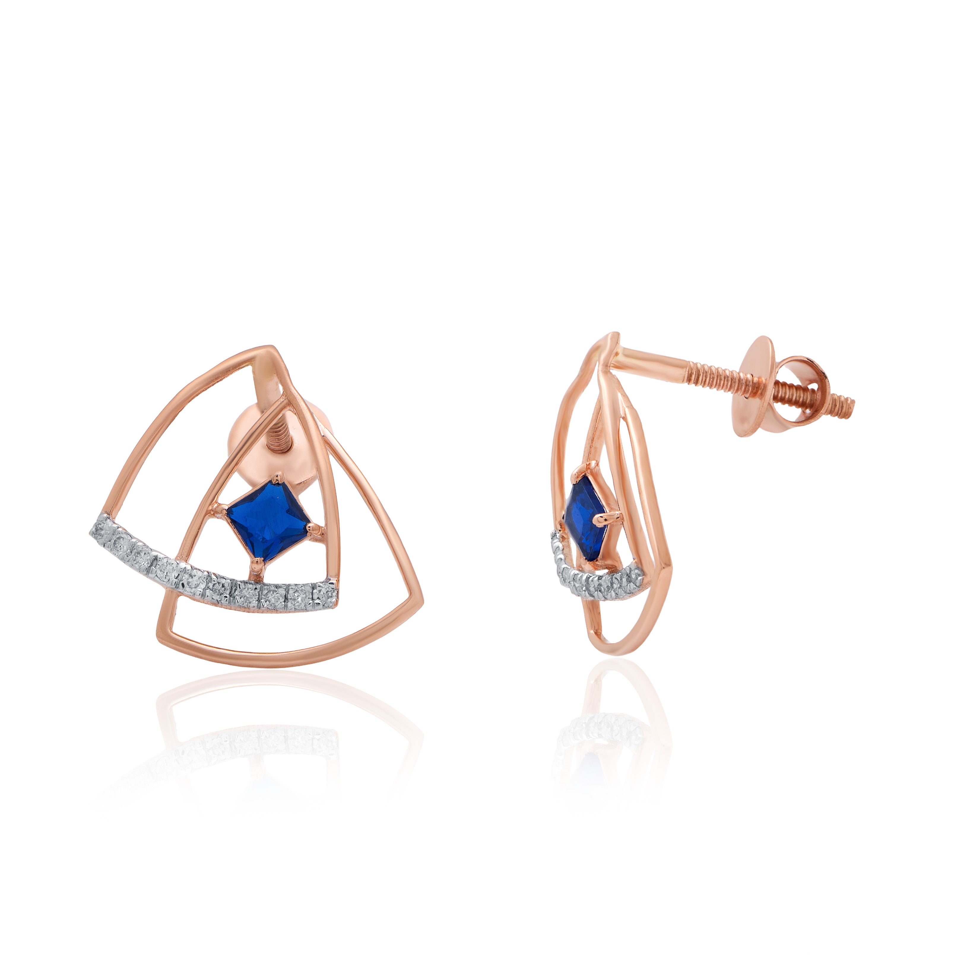 Midnight Triangle Diamond Earrings – front studio view