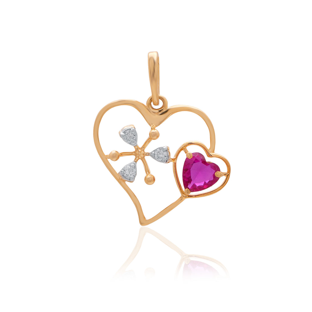 Double Heart Bloom Diamond Pendant – front studio view
