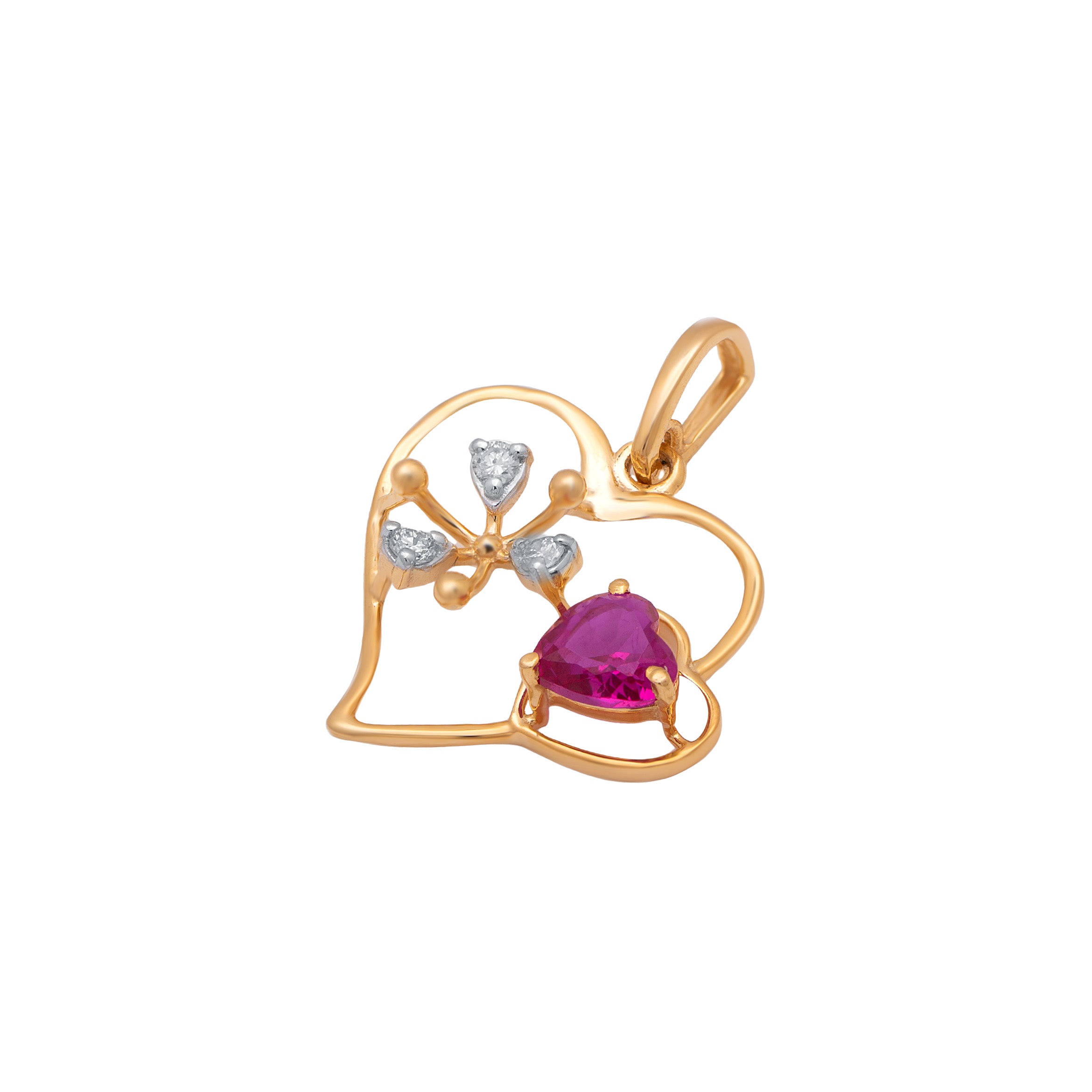 Double Heart Bloom Diamond Pendant – alternate studio view