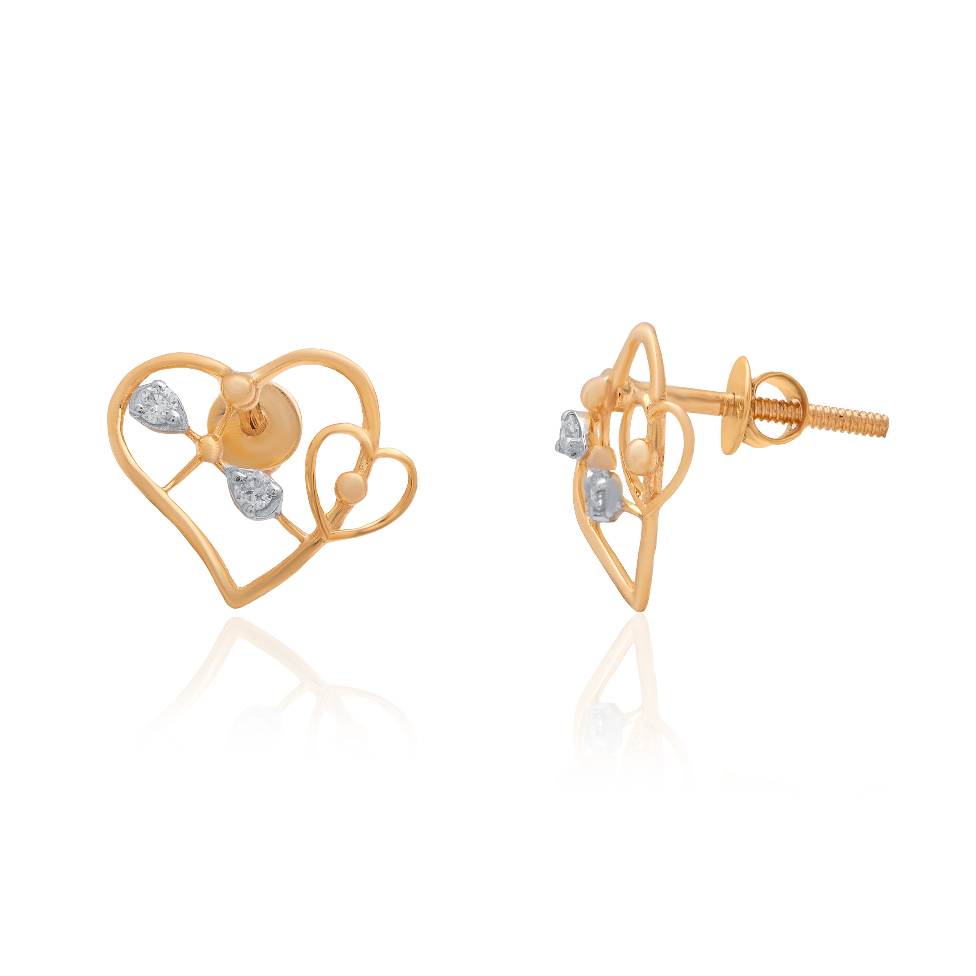 Heart Ribbon Diamond Earrings – front studio view