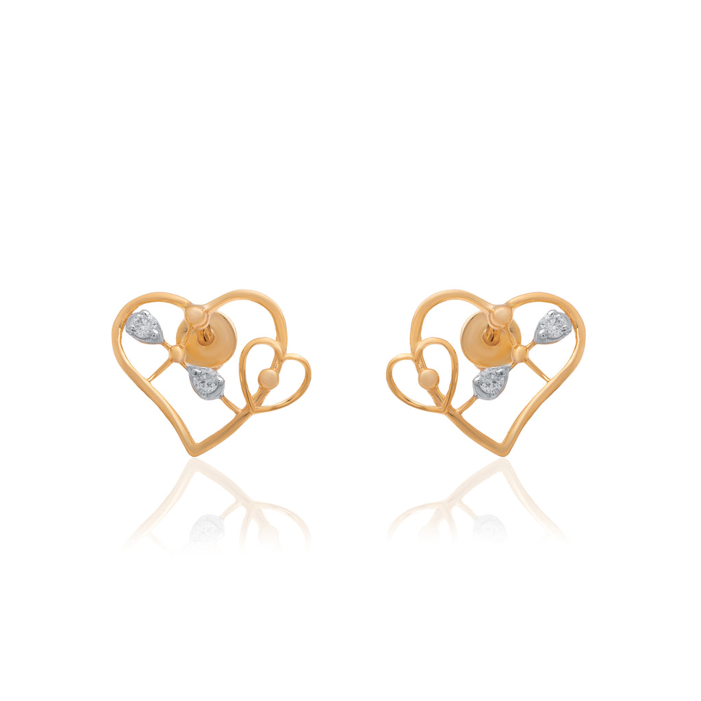 Heart Ribbon Diamond Earrings – alternate studio view