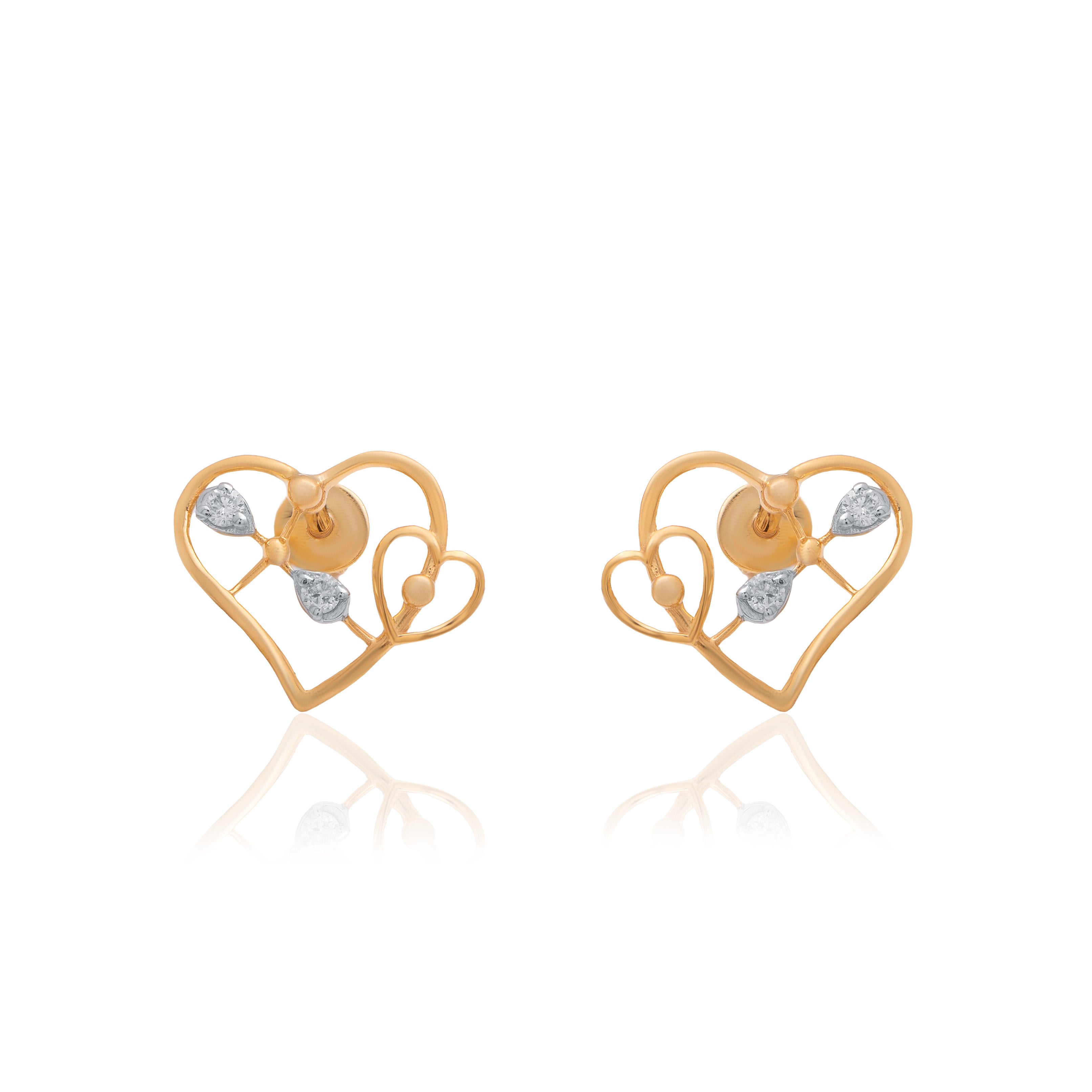 Heart Ribbon Diamond Earrings – alternate studio view