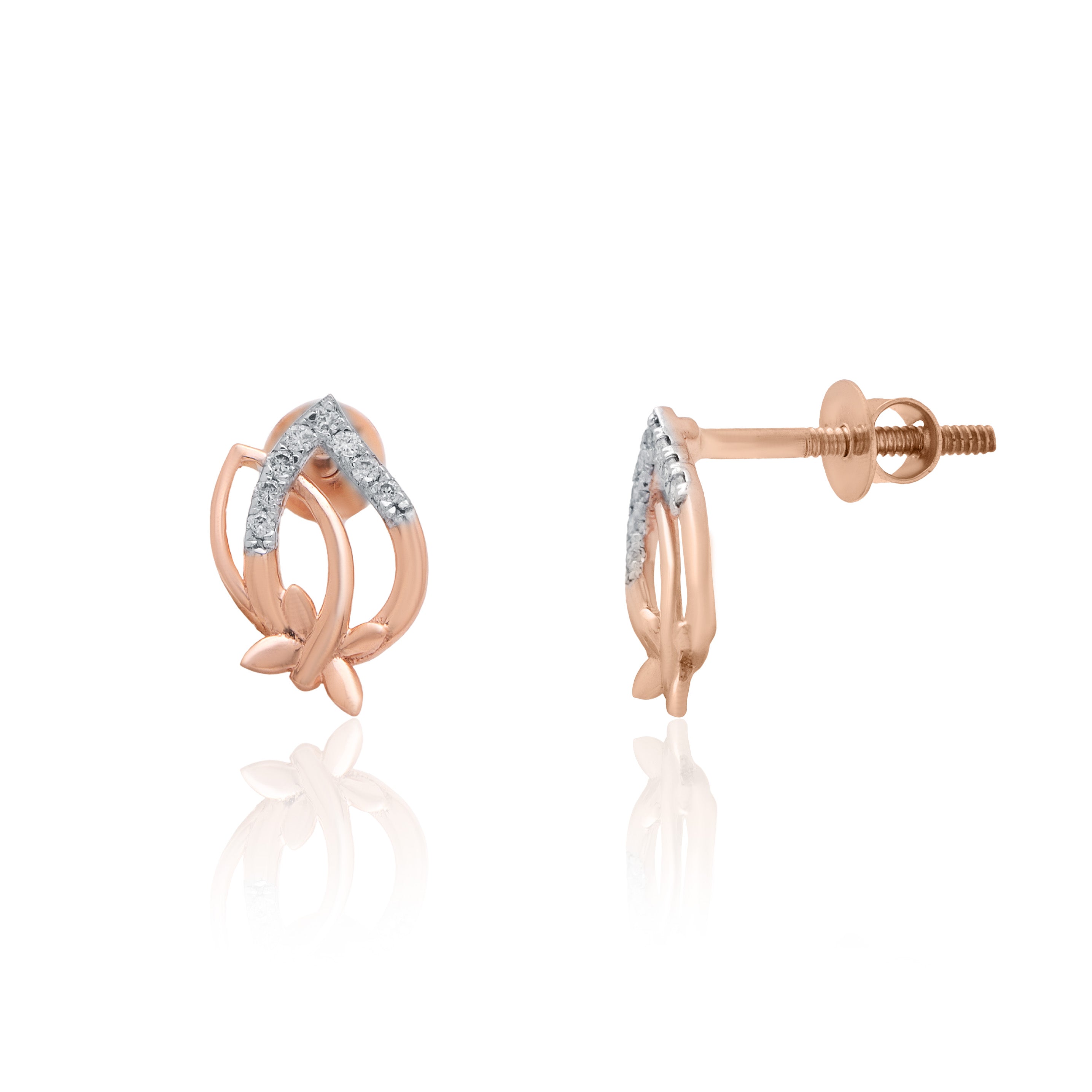 Flame Petal Diamond Earrings – studio view 1