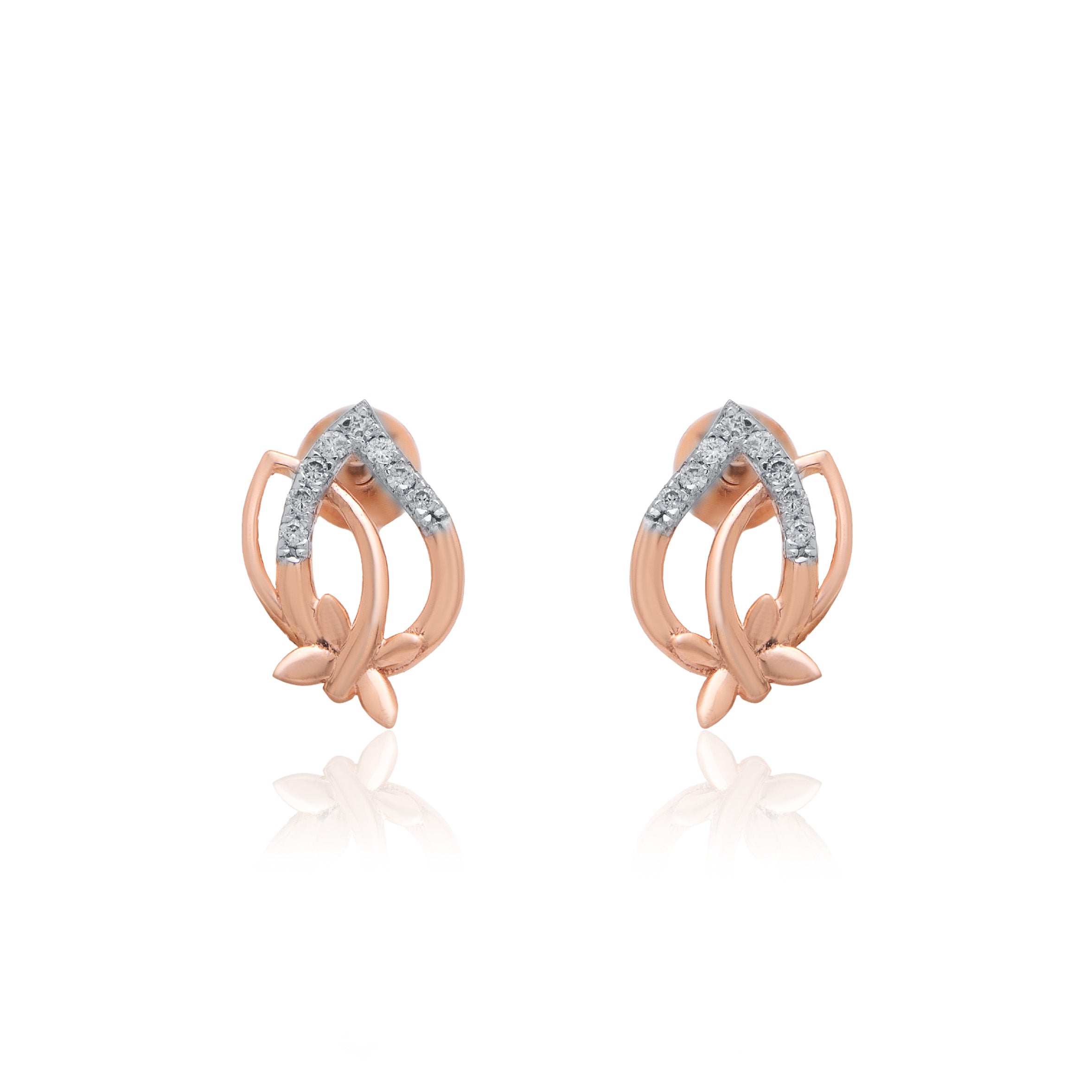 Flame Petal Diamond Earrings – studio view 2