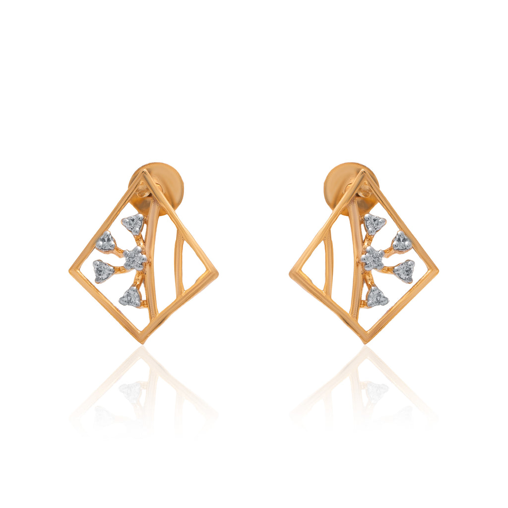Prism Frame Diamond Earrings – front studio view