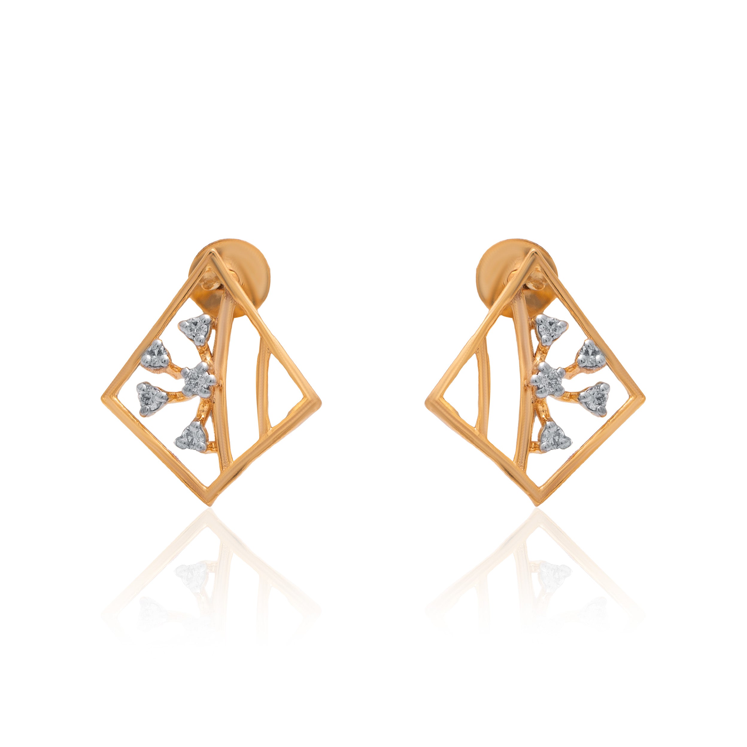 Prism Frame Diamond Earrings – front studio view