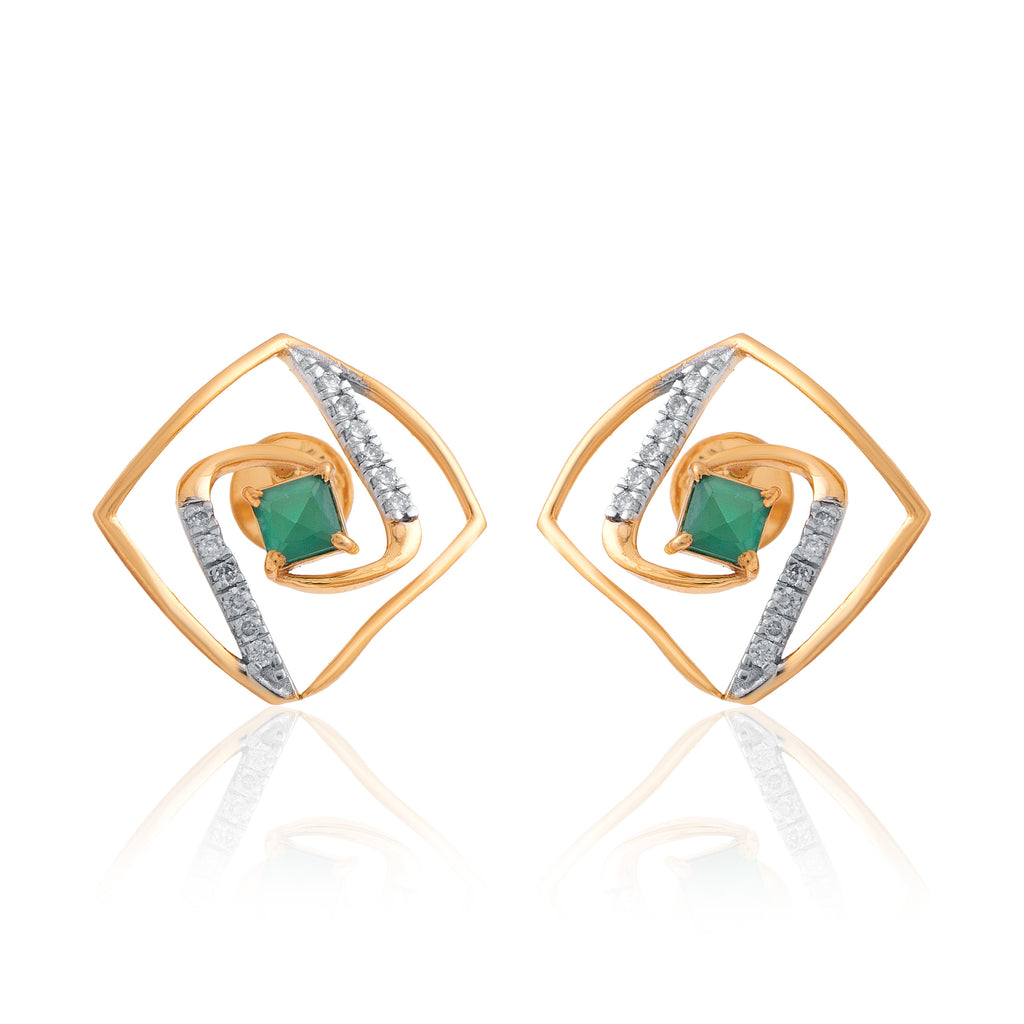 Verdant Square Diamond Earrings – front studio view