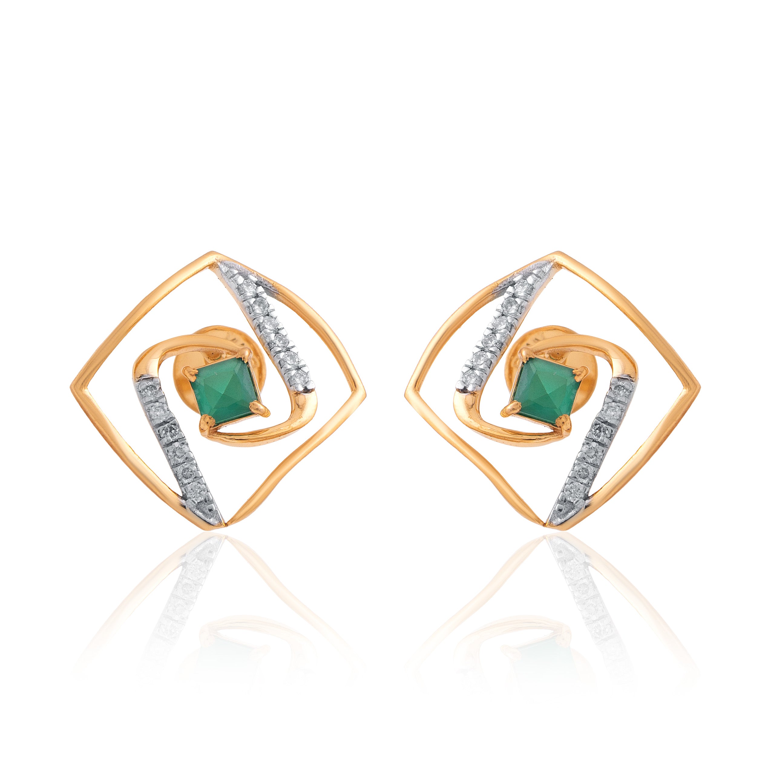 Verdant Square Diamond Earrings – front studio view