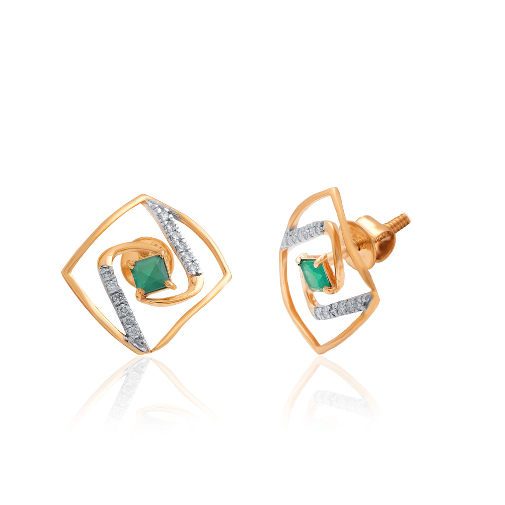 Verdant Square Diamond Earrings – alternate studio view