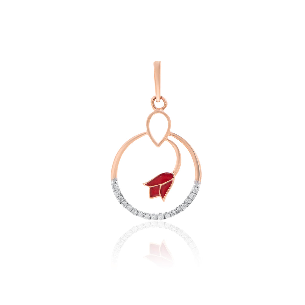 Crimson Arc Diamond Pendant – front studio view