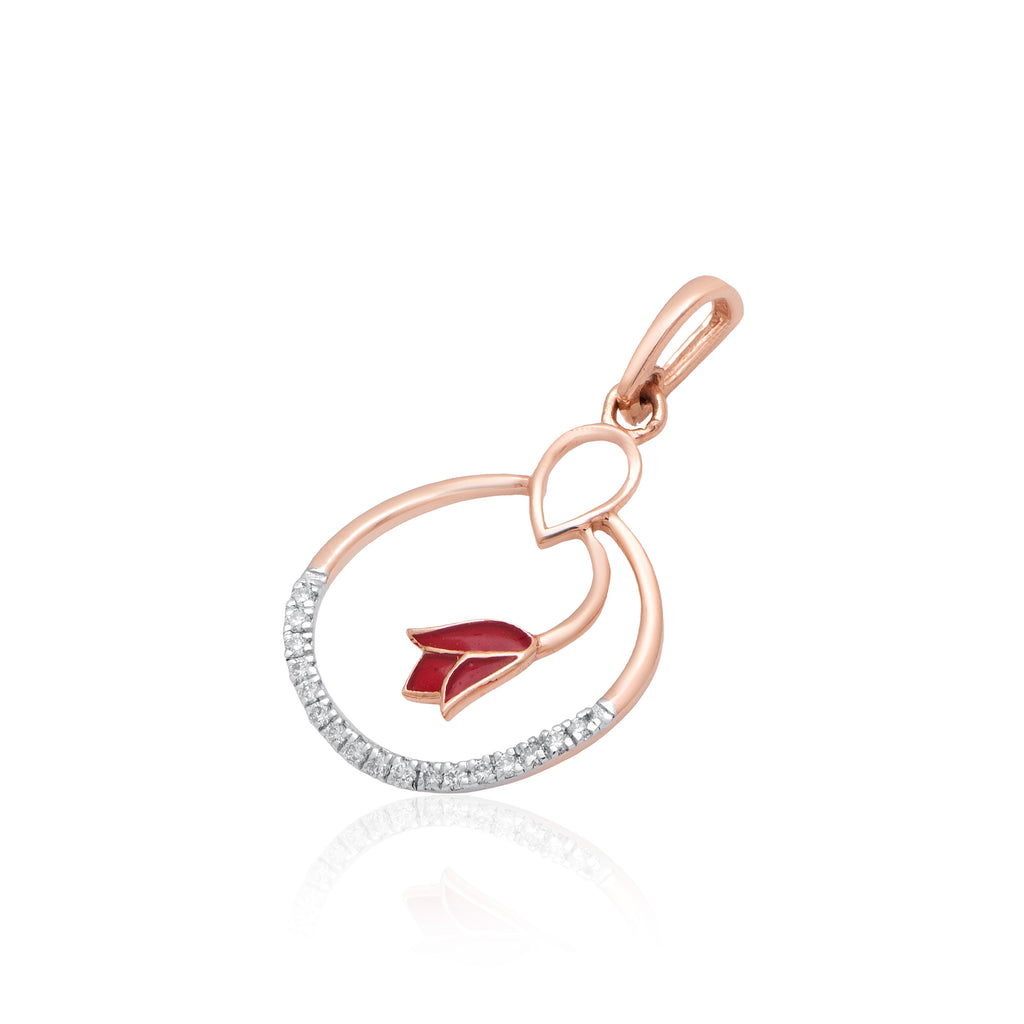 Crimson Arc Diamond Pendant – alternate studio view