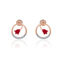Crimson Arc Diamond Earrings – front studio view
