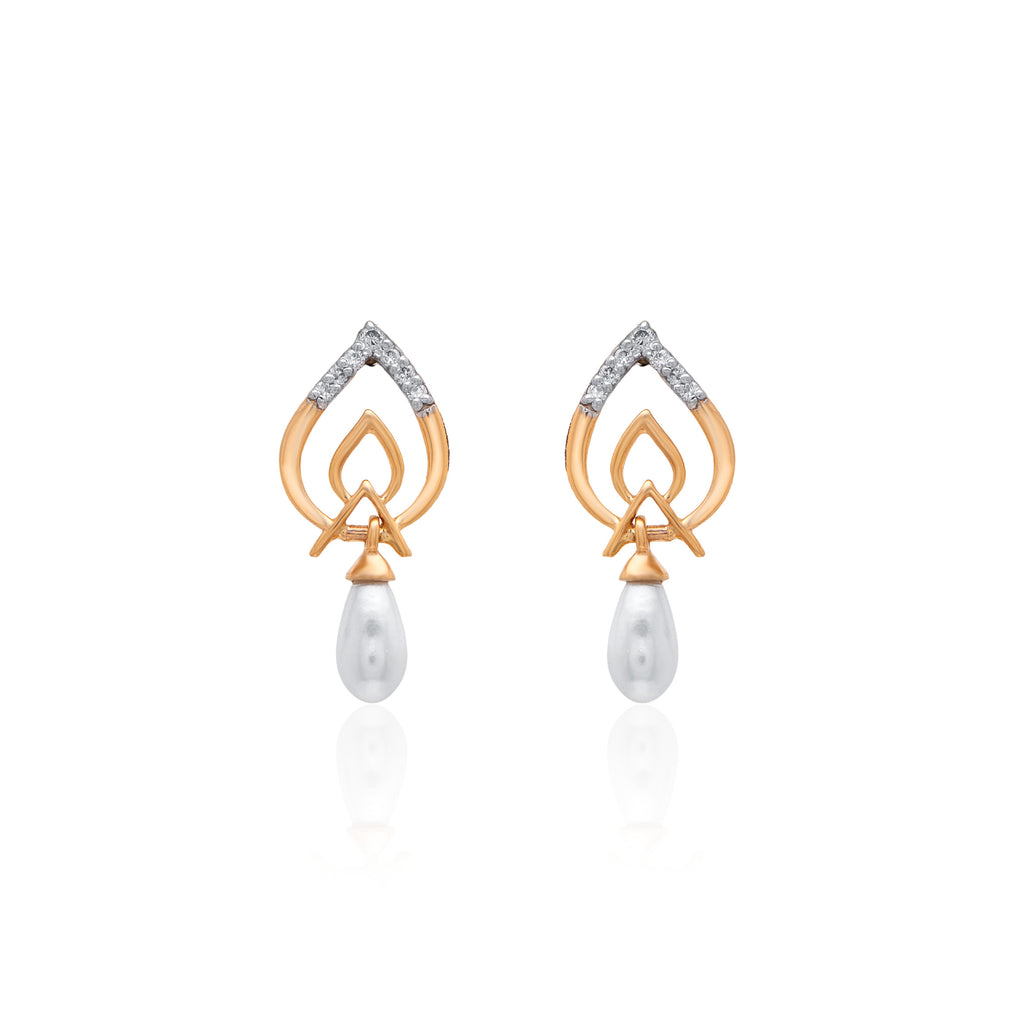 Graceful Leaf Drop Diamond Earrings – front studio view