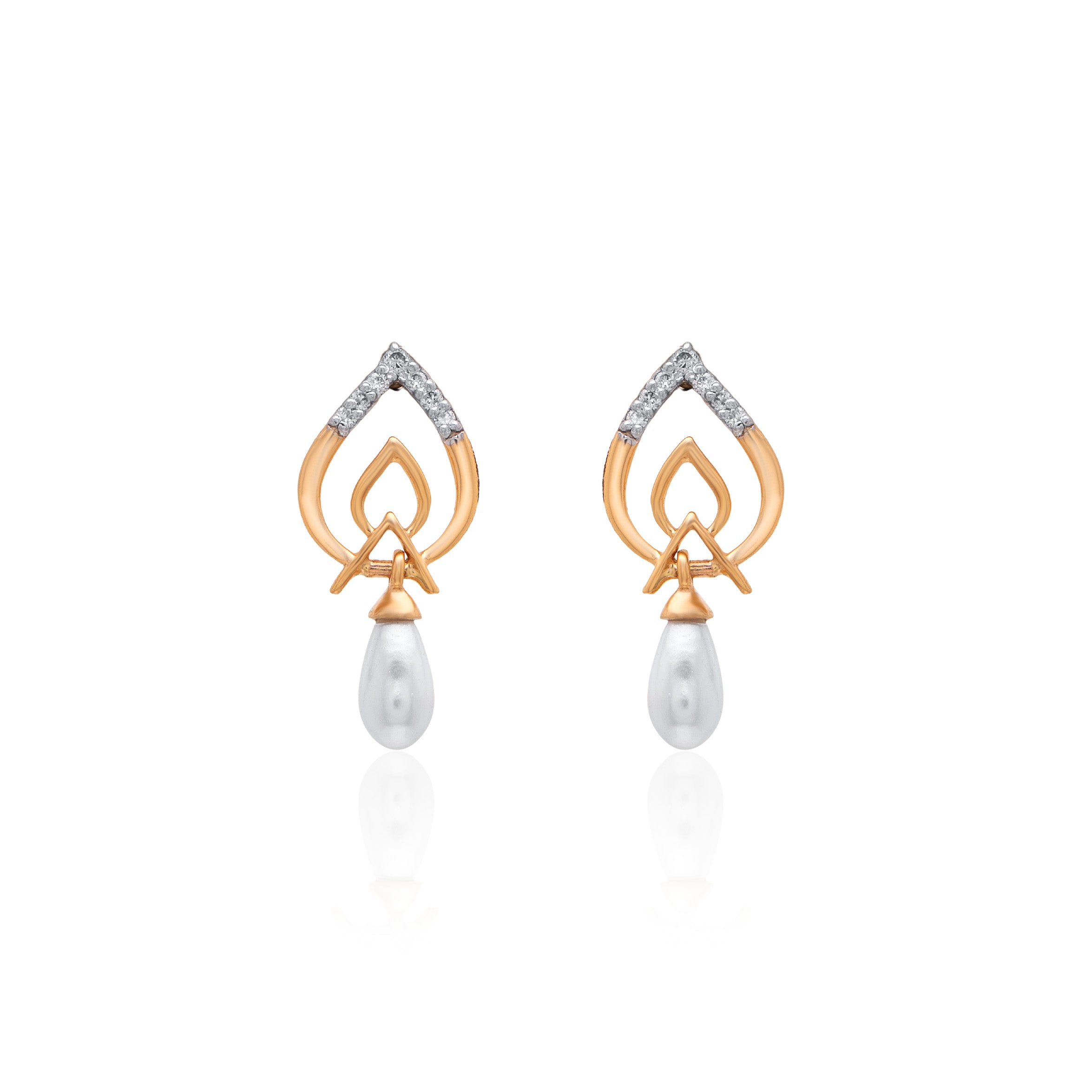 Graceful Leaf Drop Diamond Earrings – front studio view