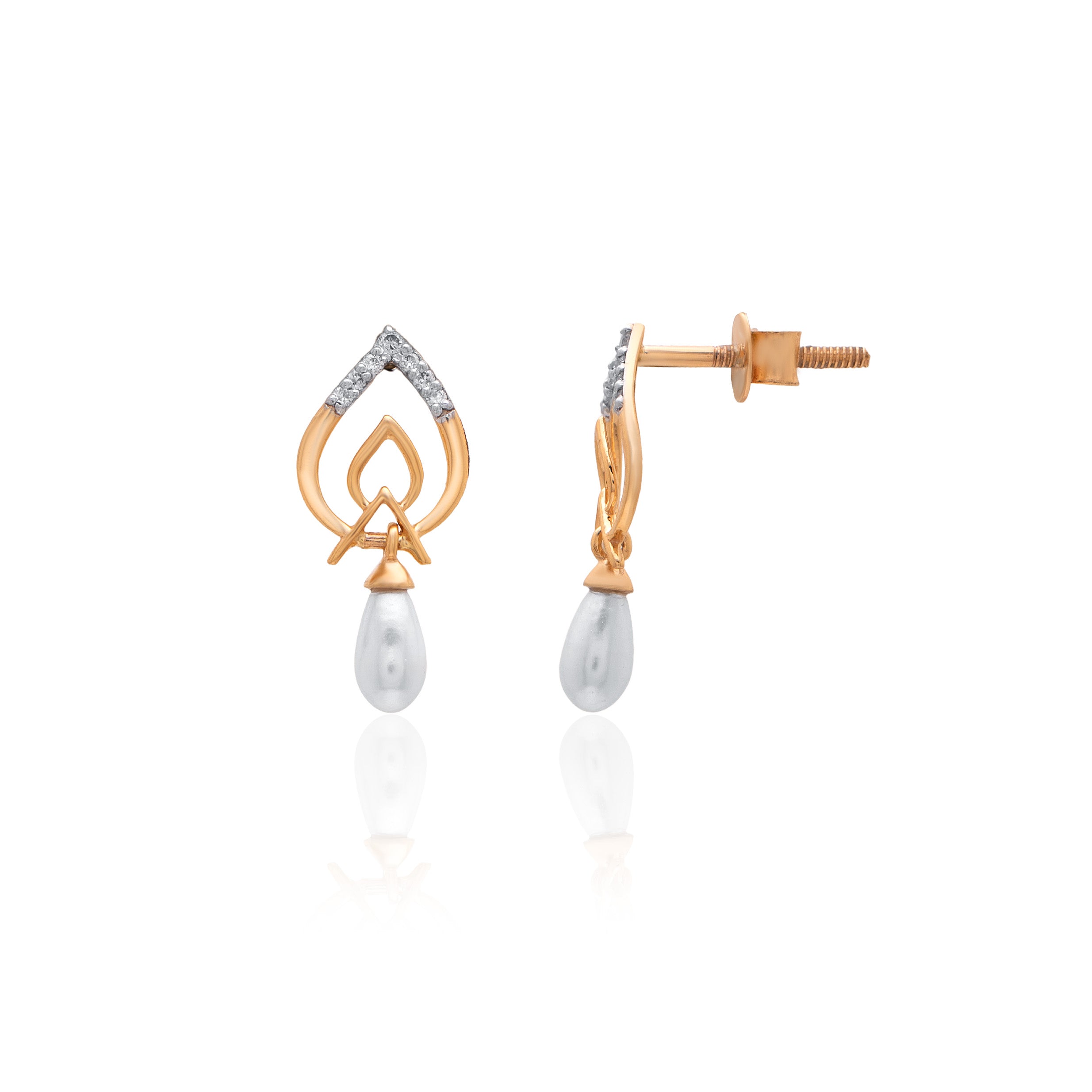 Graceful Leaf Drop Diamond Earrings – alternate studio view