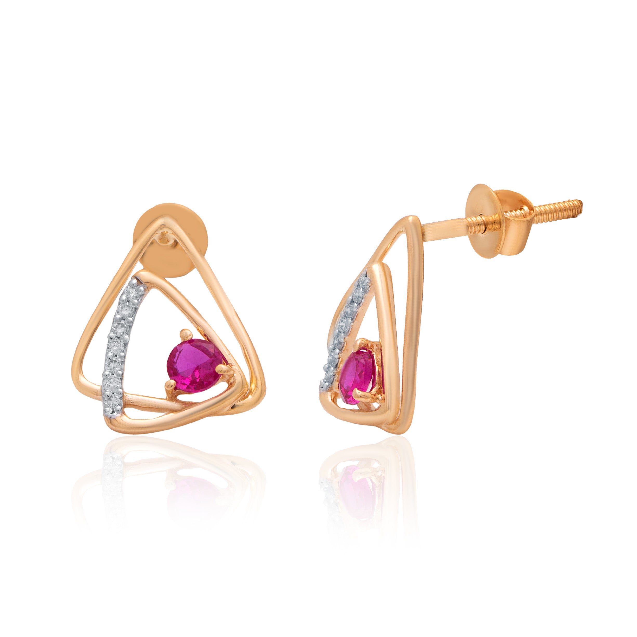 Crimson Prism Diamond Earrings – studio view 1