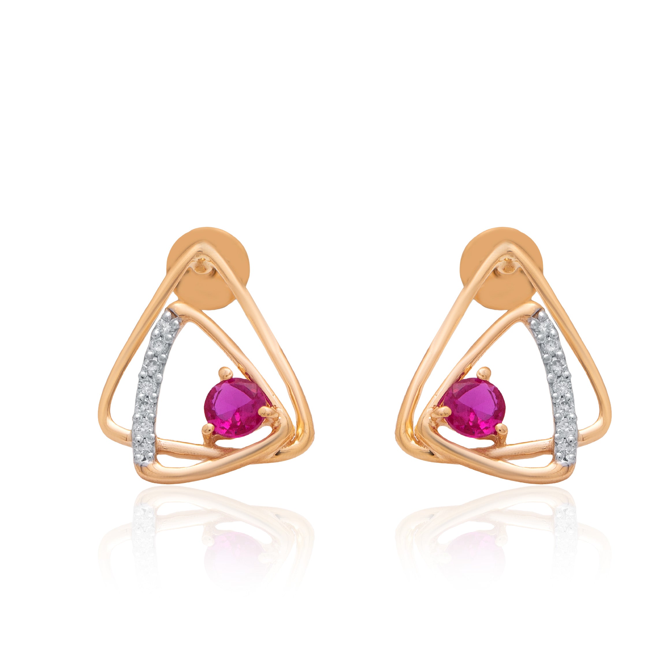 Crimson Prism Diamond Earrings – studio view 2