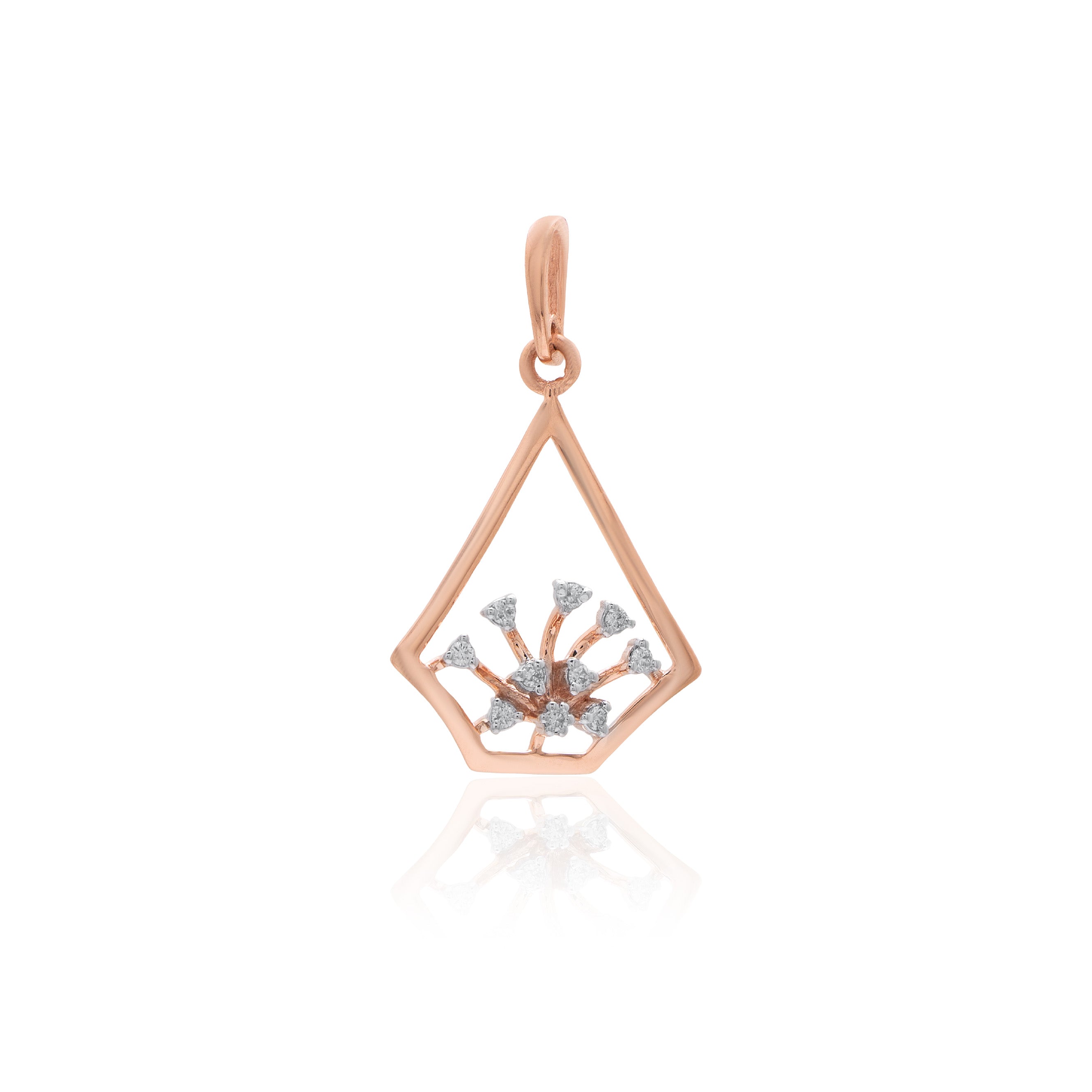 Geometric Bloom Diamond Pendant – front studio view