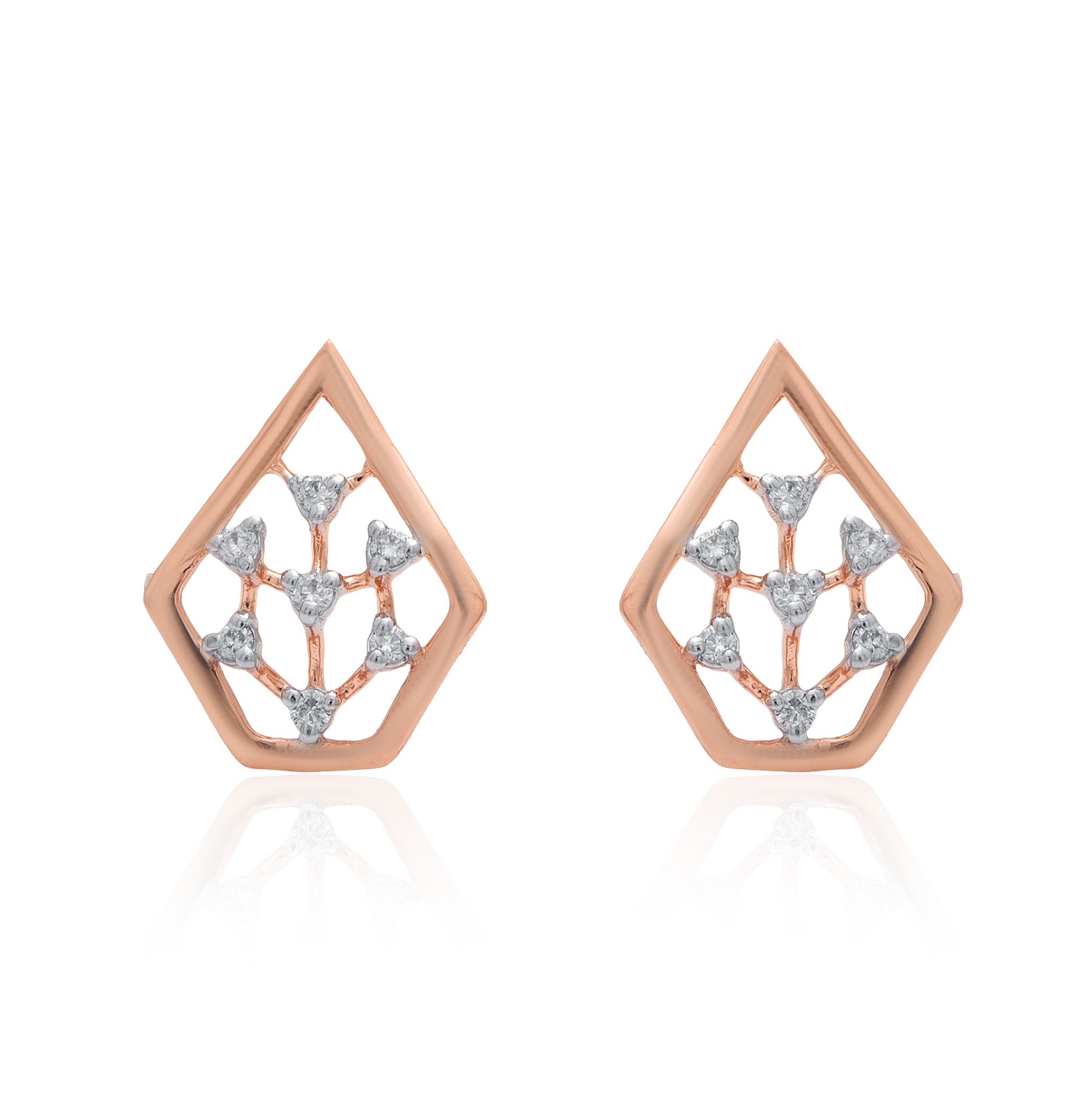 Geometric Bloom Diamond Earrings – front studio view
