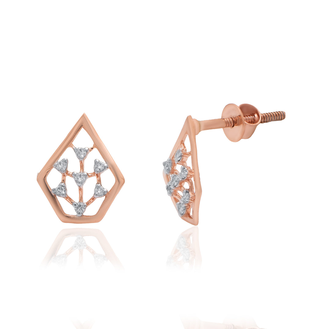 Geometric Bloom Diamond Earrings – alternate studio view