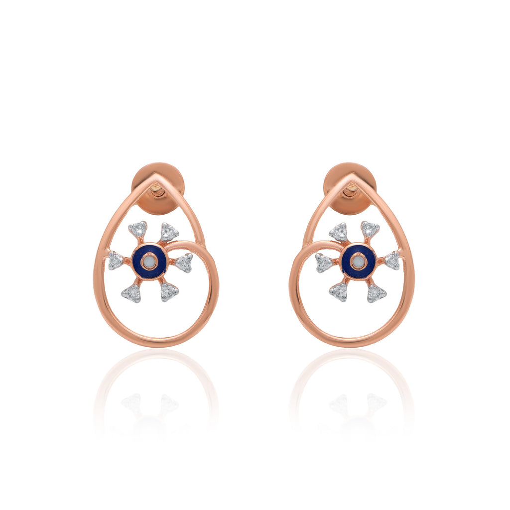 Azure Orbit Diamond Earrings – front studio view
