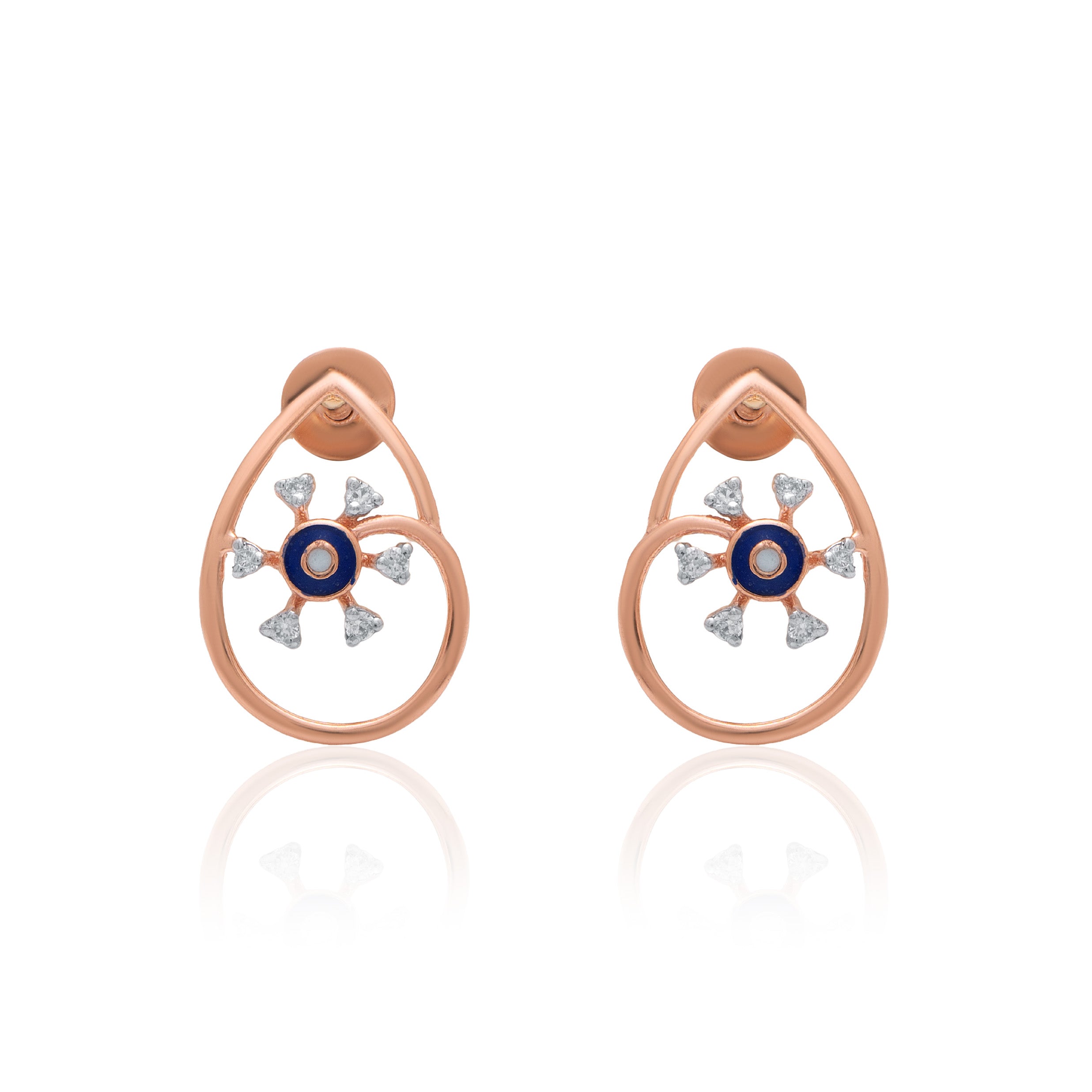 Azure Orbit Diamond Earrings – front studio view