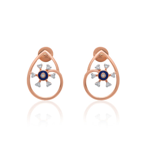 Azure Orbit Diamond Earrings – front studio view
