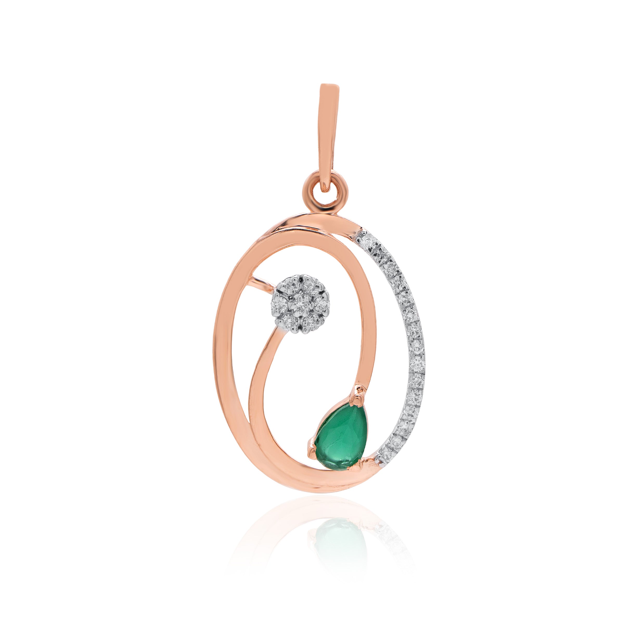 Verdant Oval Halo Diamond Pendant – front studio view