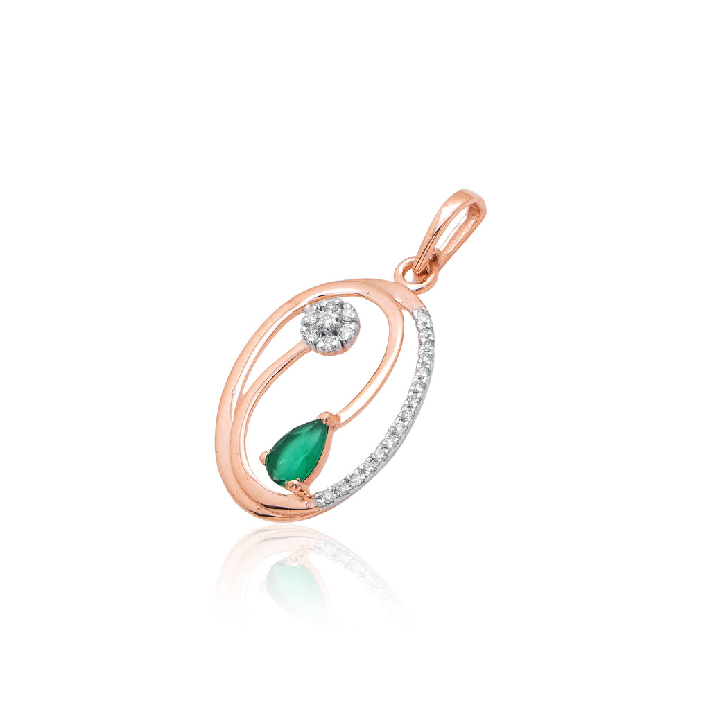 Verdant Oval Halo Diamond Pendant – alternate studio view