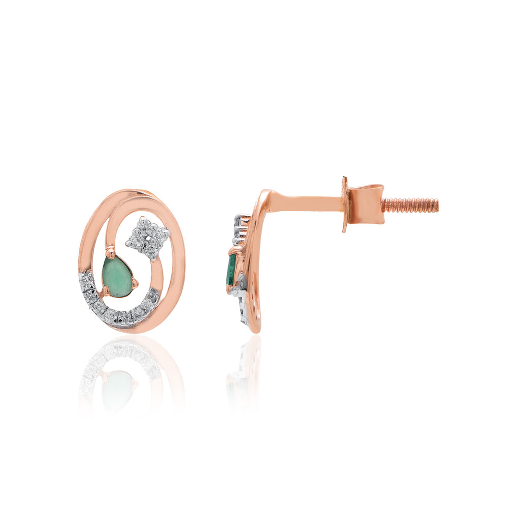 Verdant Oval Diamond Earrings – front studio view