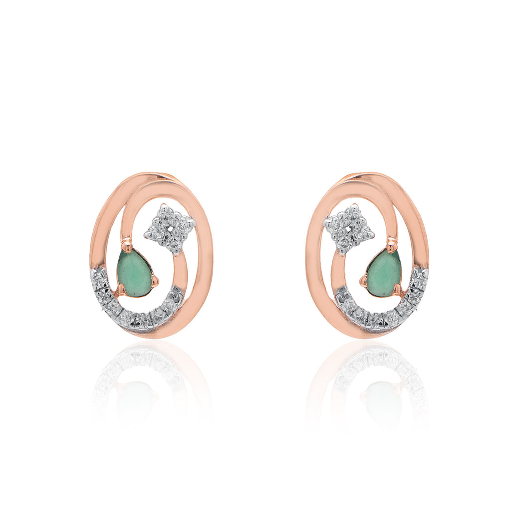 Verdant Oval Diamond Earrings – alternate studio view
