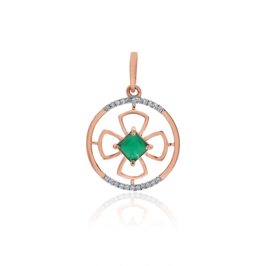 Clover Halo Diamond Pendant – front studio view