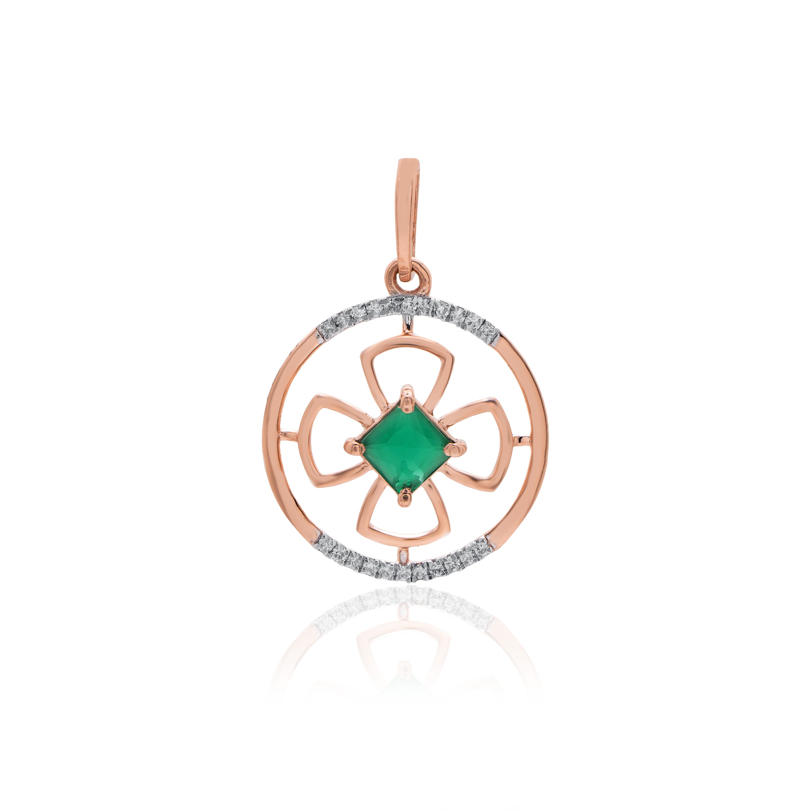 Clover Halo Diamond Pendant – front studio view