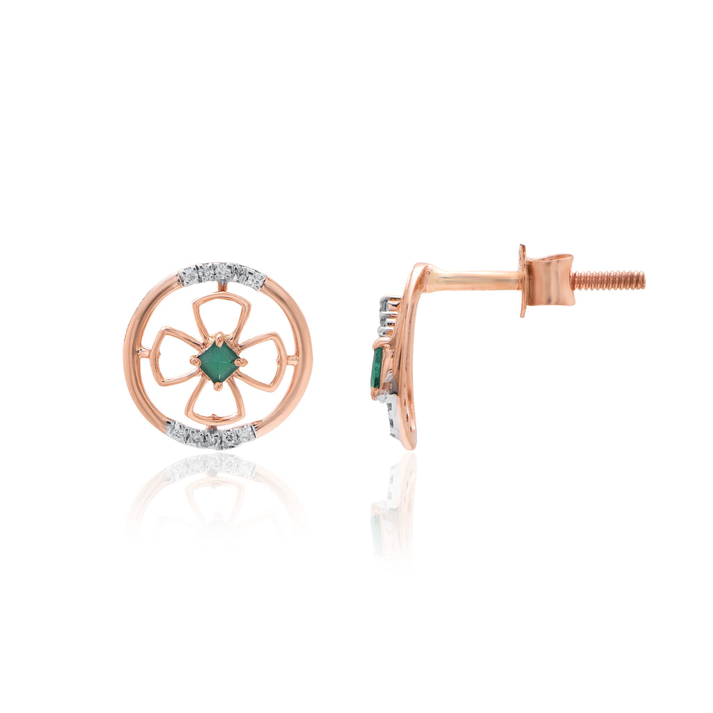Clover Circle Diamond Earrings – front studio view