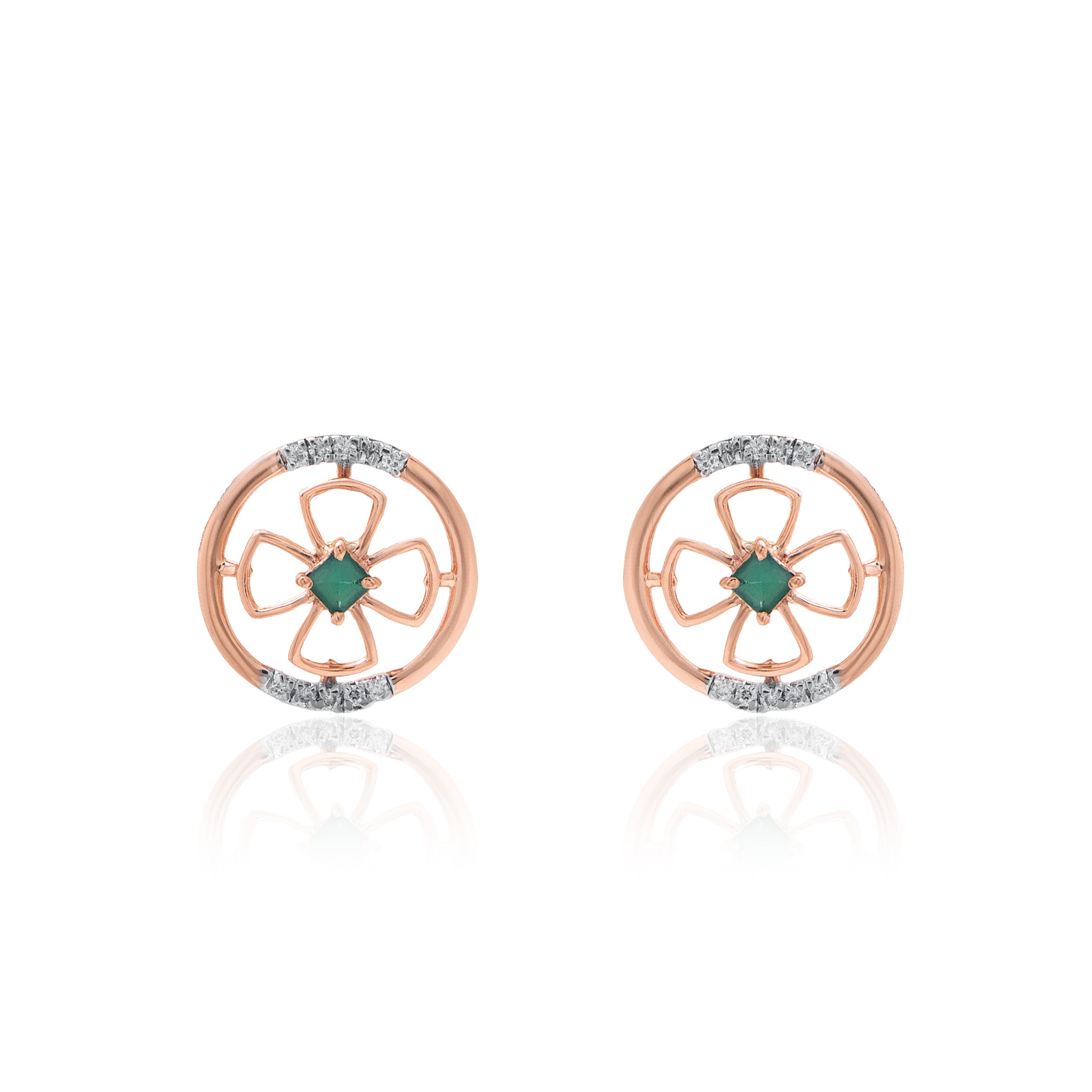 Clover Circle Diamond Earrings – alternate studio view