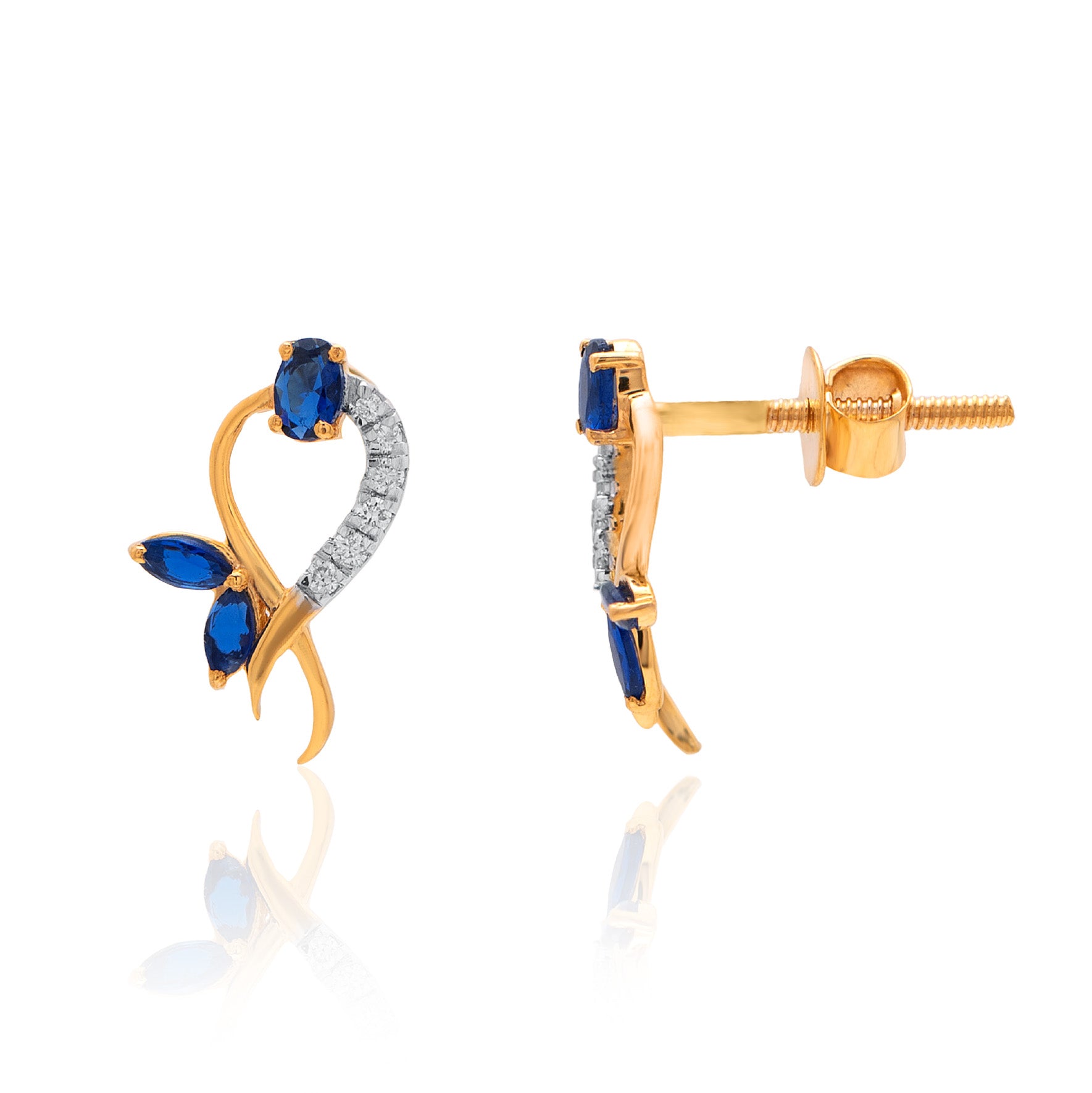 Azure Ribbon Diamond Earrings – front studio view