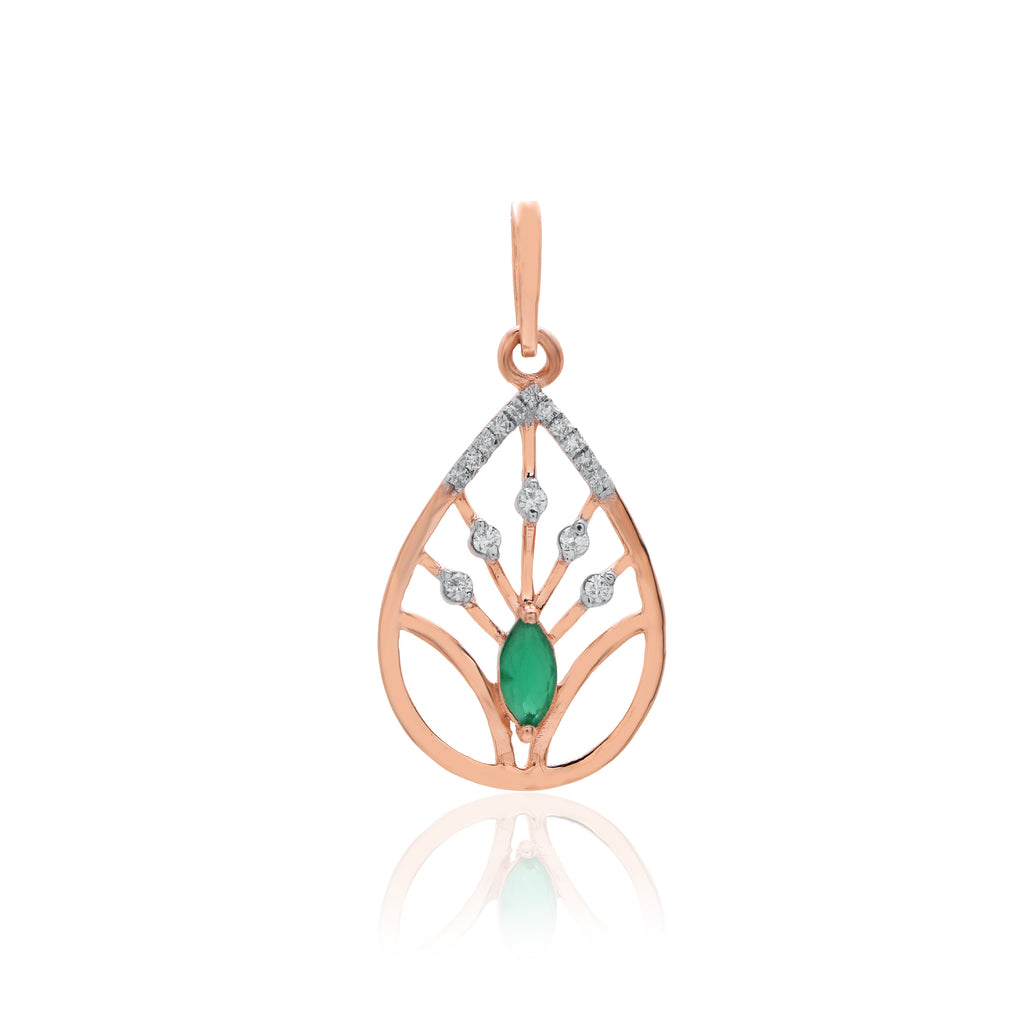 Verdant Leaf Diamond Pendant – front studio view