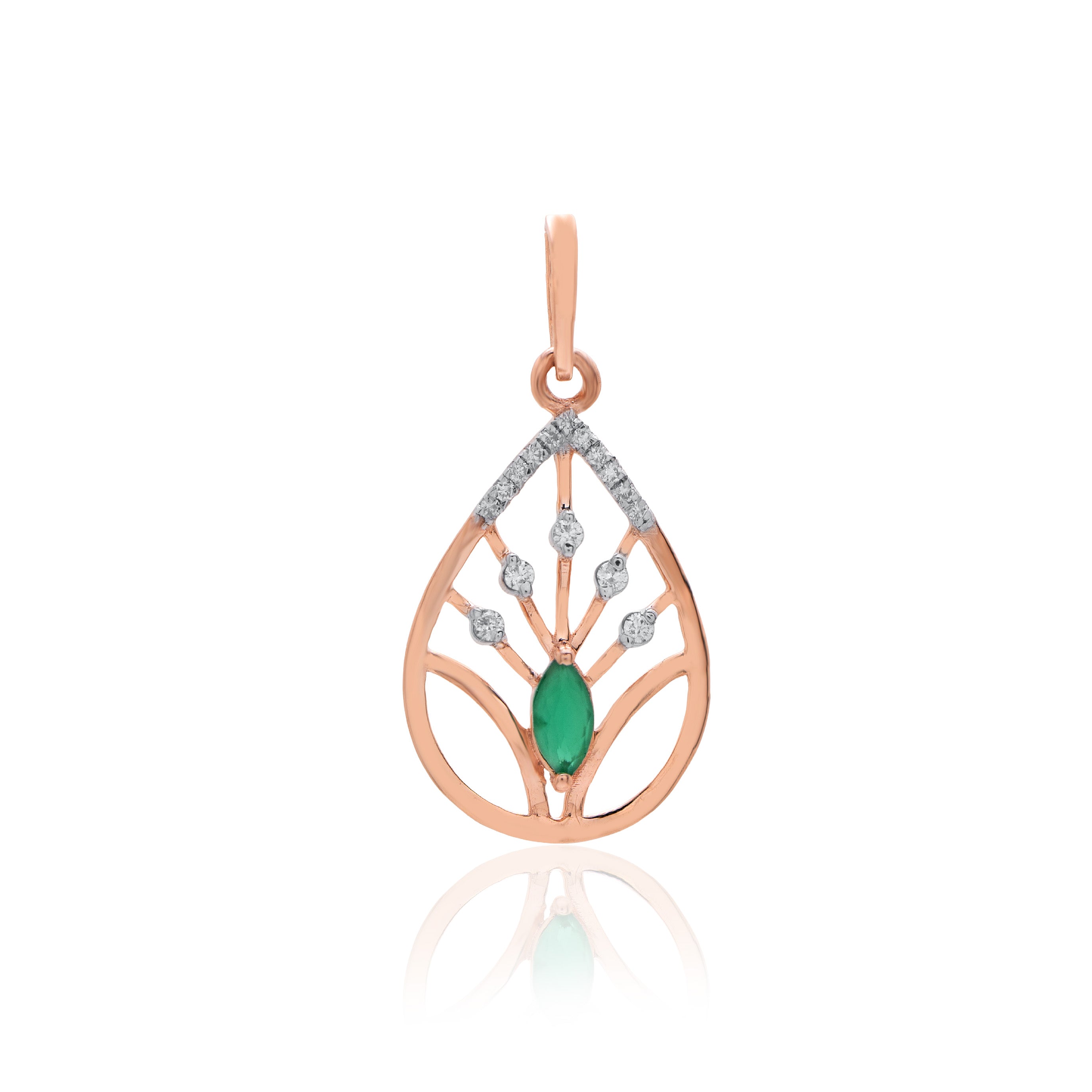 Verdant Leaf Diamond Pendant – front studio view