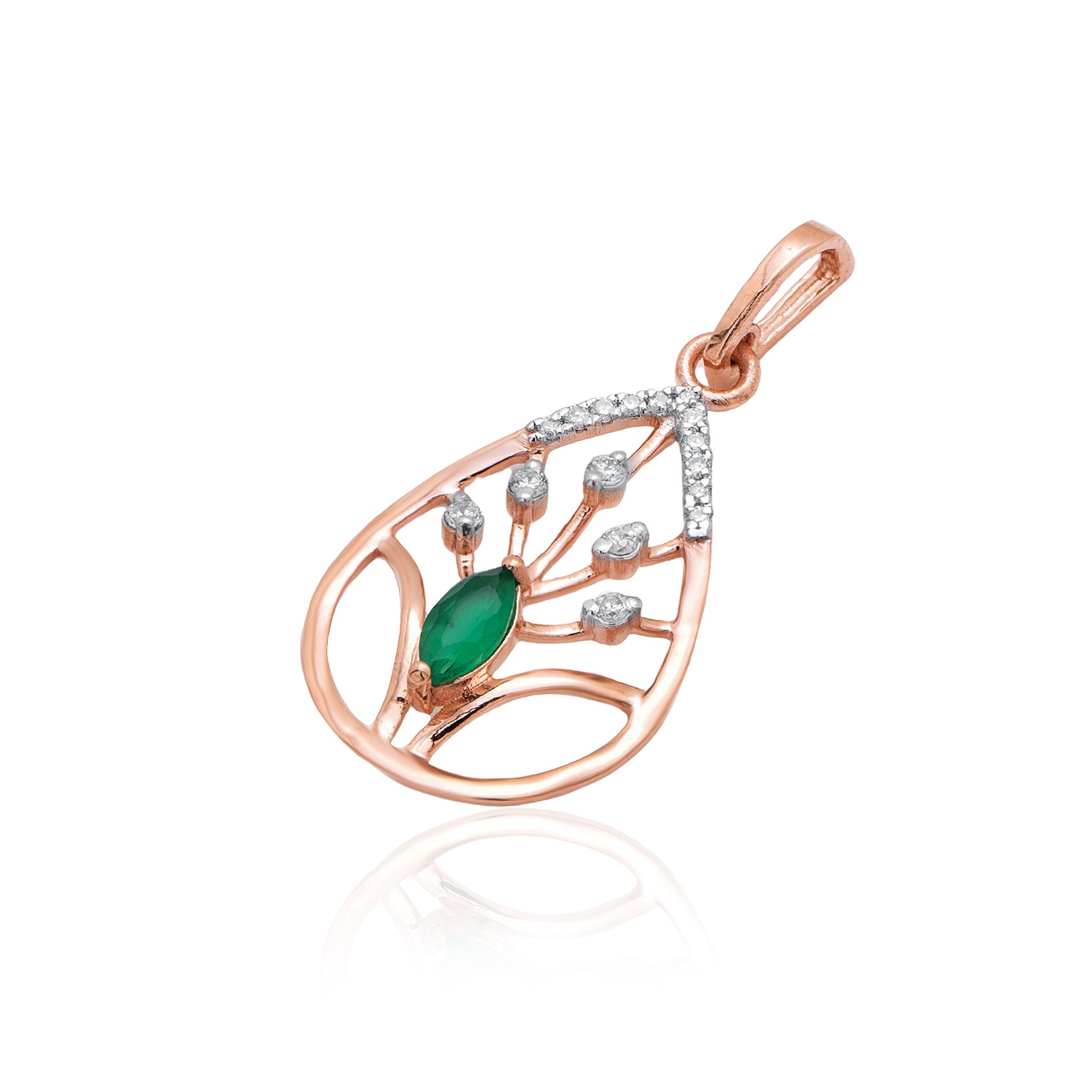 Verdant Leaf Diamond Pendant – alternate studio view