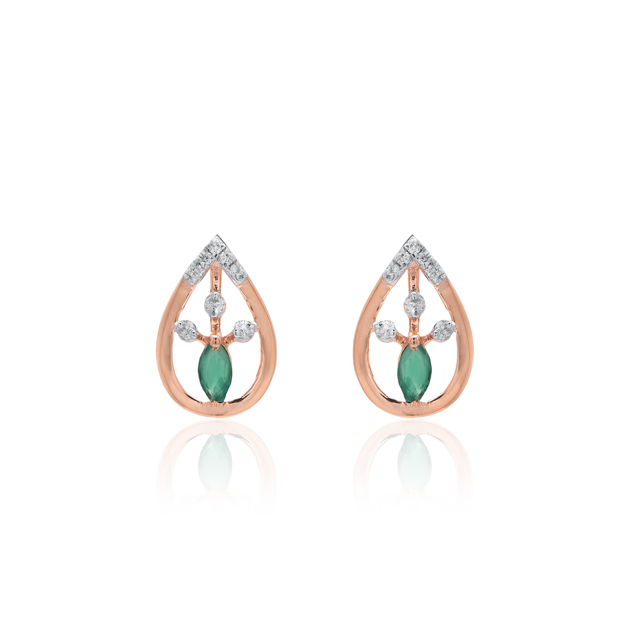 Verdant Teardrop Diamond Earrings – alternate studio view