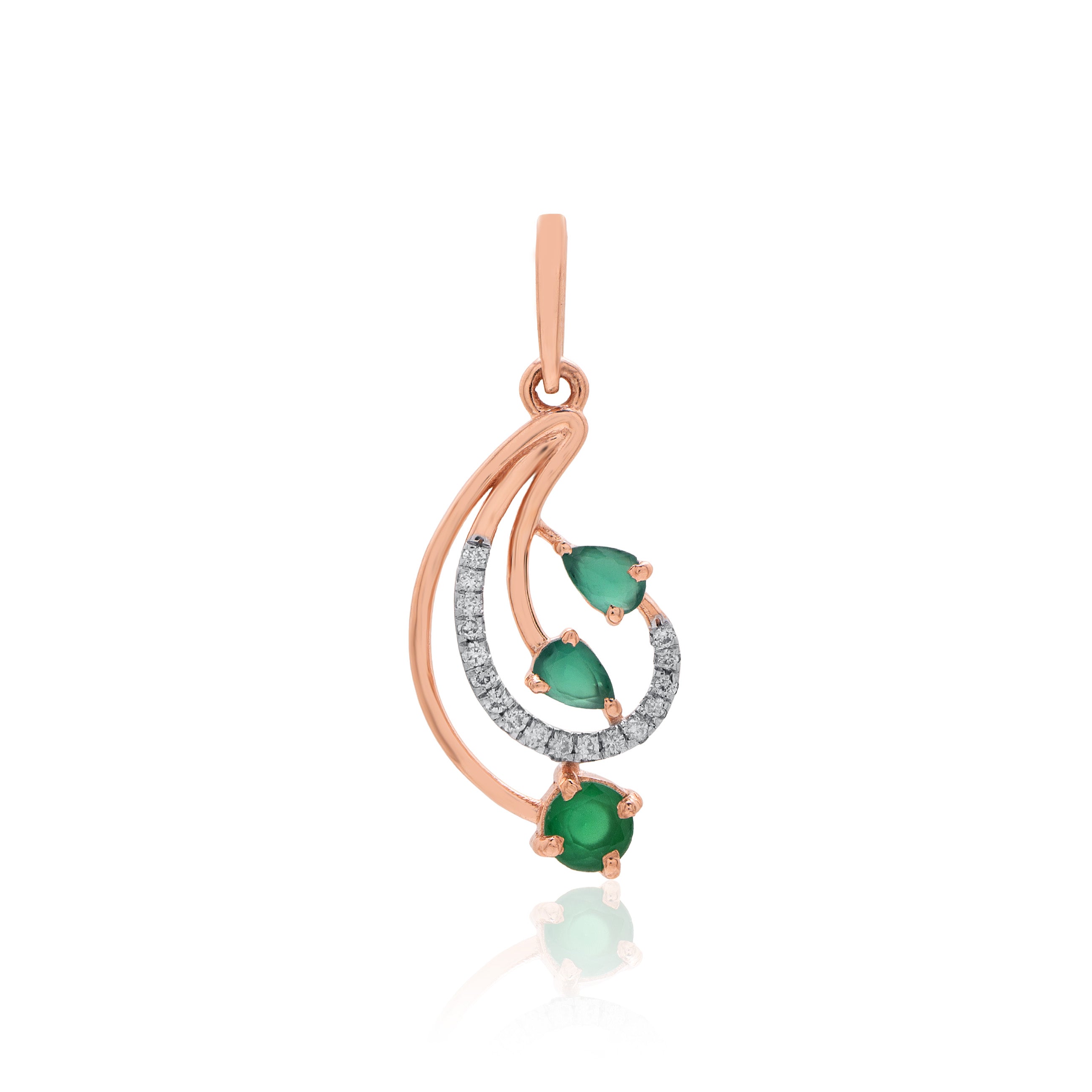 Crescent Dew Diamond Pendant – front studio view