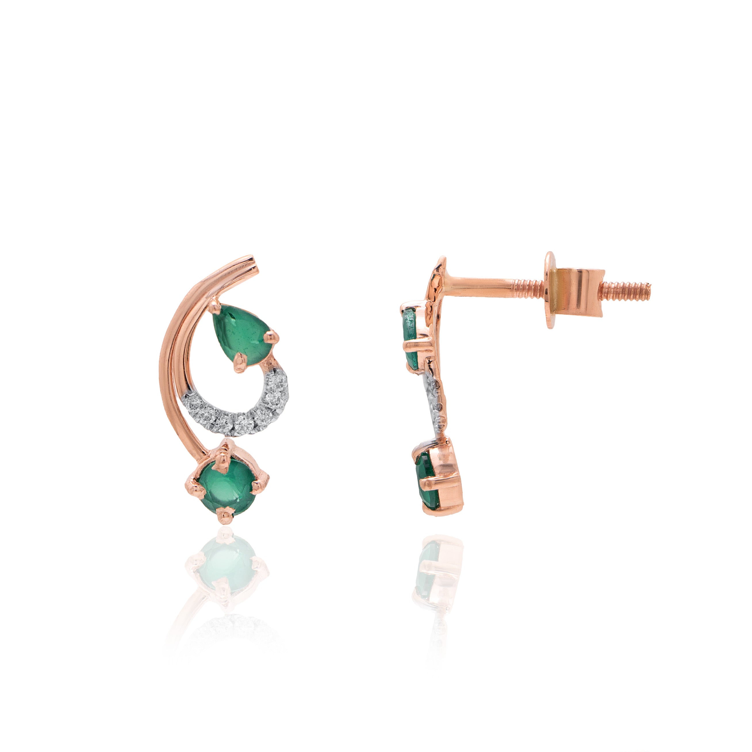Crescent Dew Diamond Earrings – front studio view