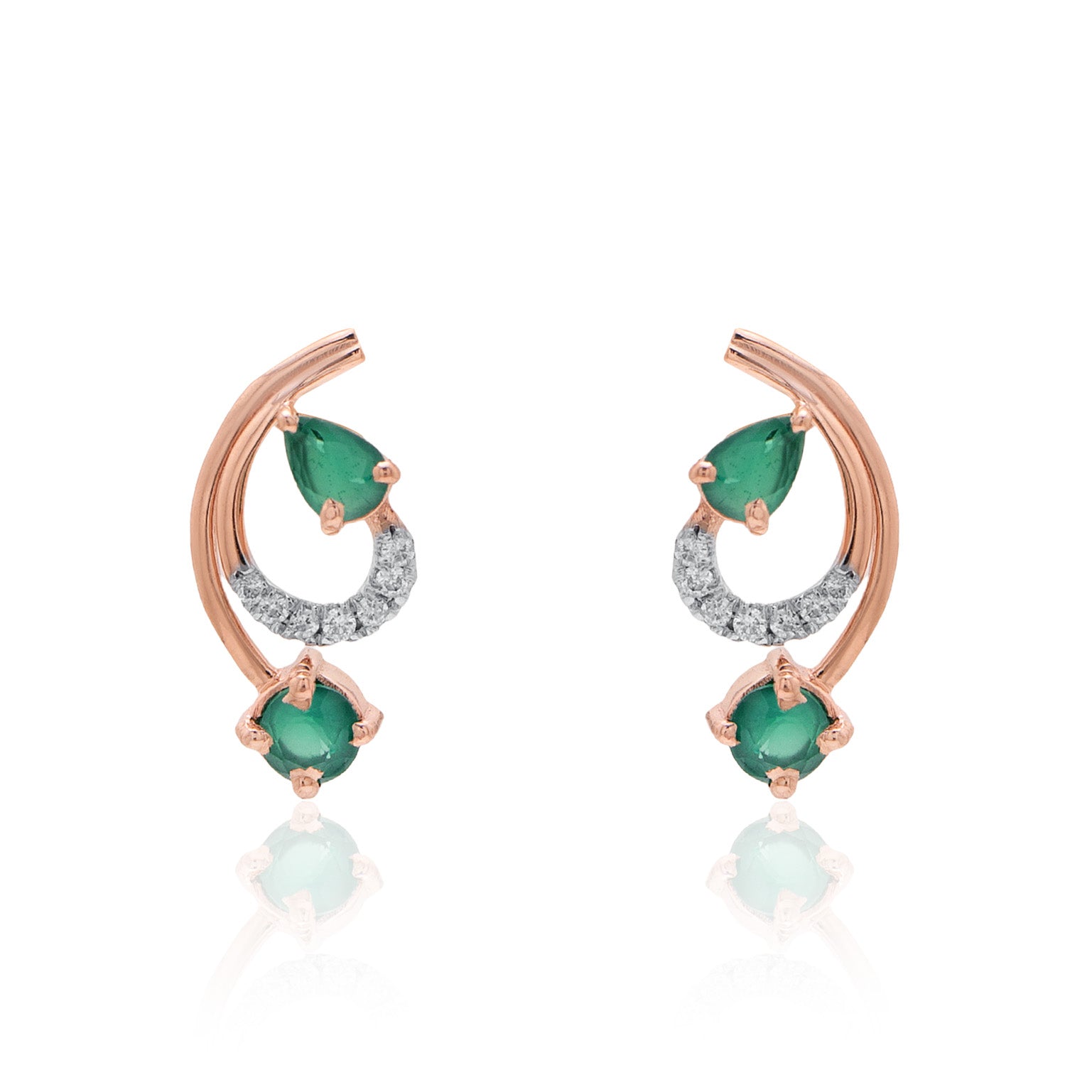 Crescent Dew Diamond Earrings – alternate studio view