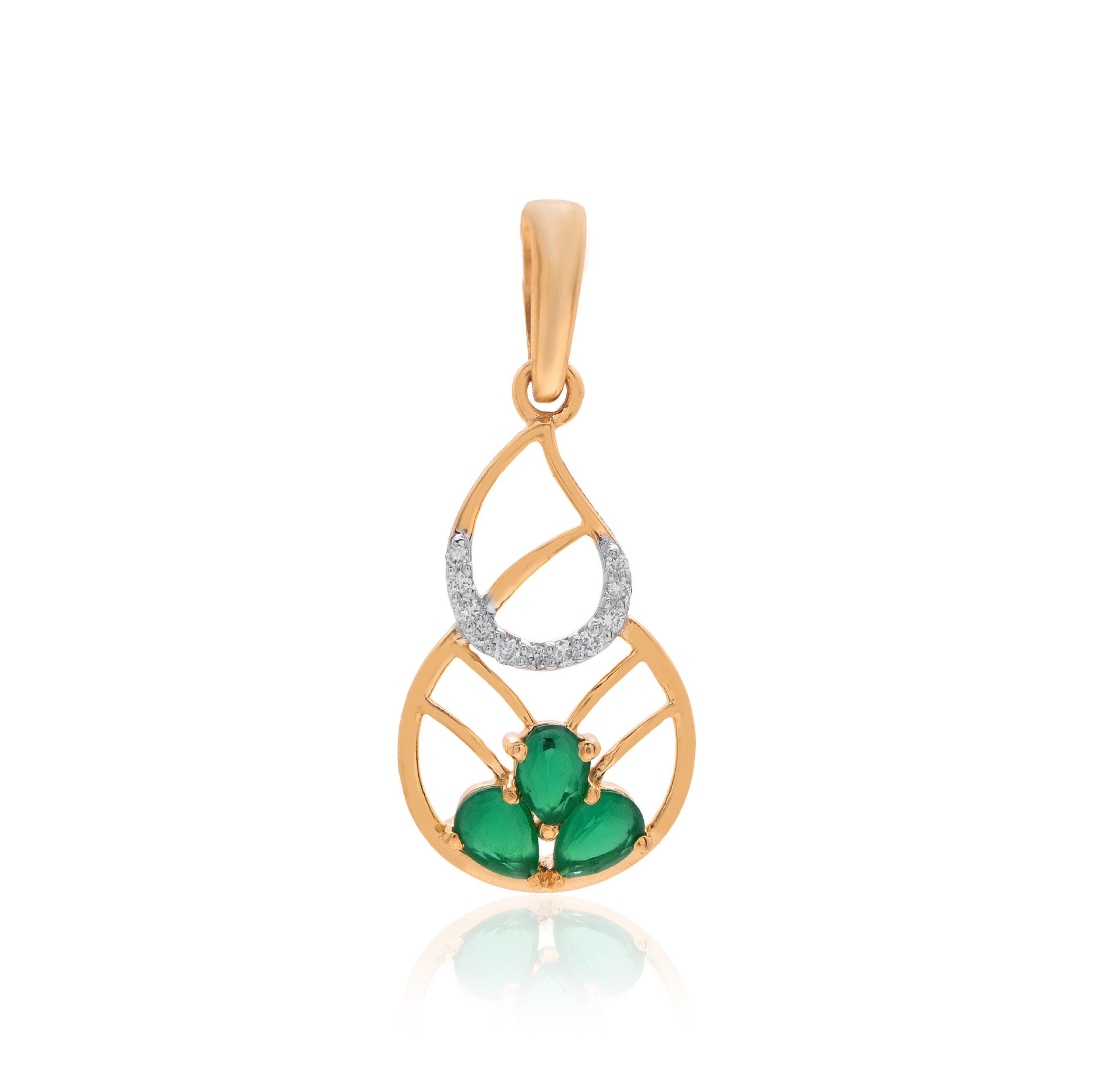 Twin Leaf Diamond Pendant – front studio view