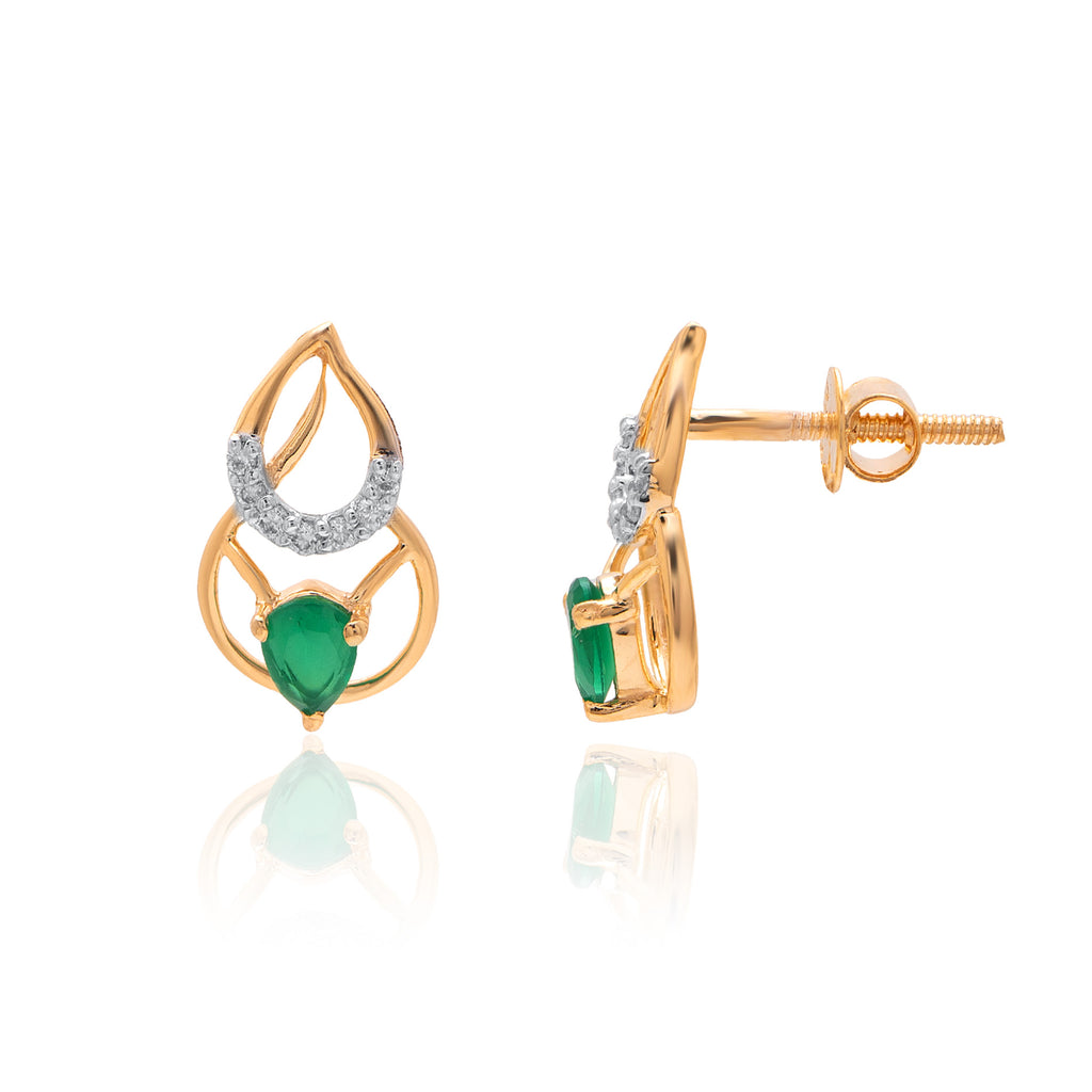 Twin Leaf Diamond Earrings – front studio view