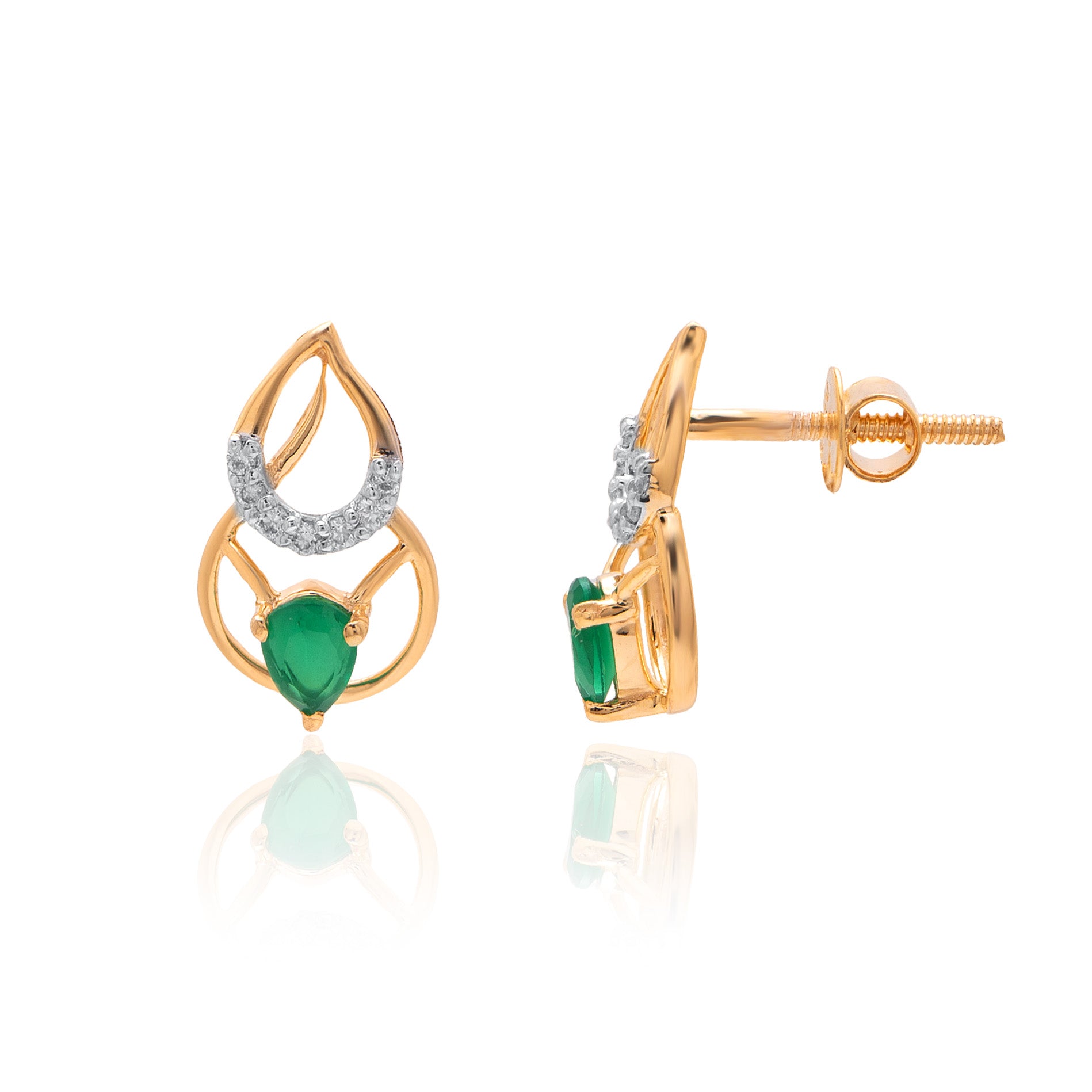 Twin Leaf Diamond Earrings – front studio view