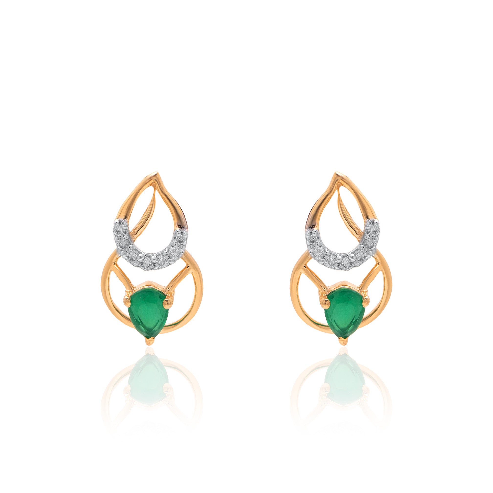 Twin Leaf Diamond Earrings – alternate studio view
