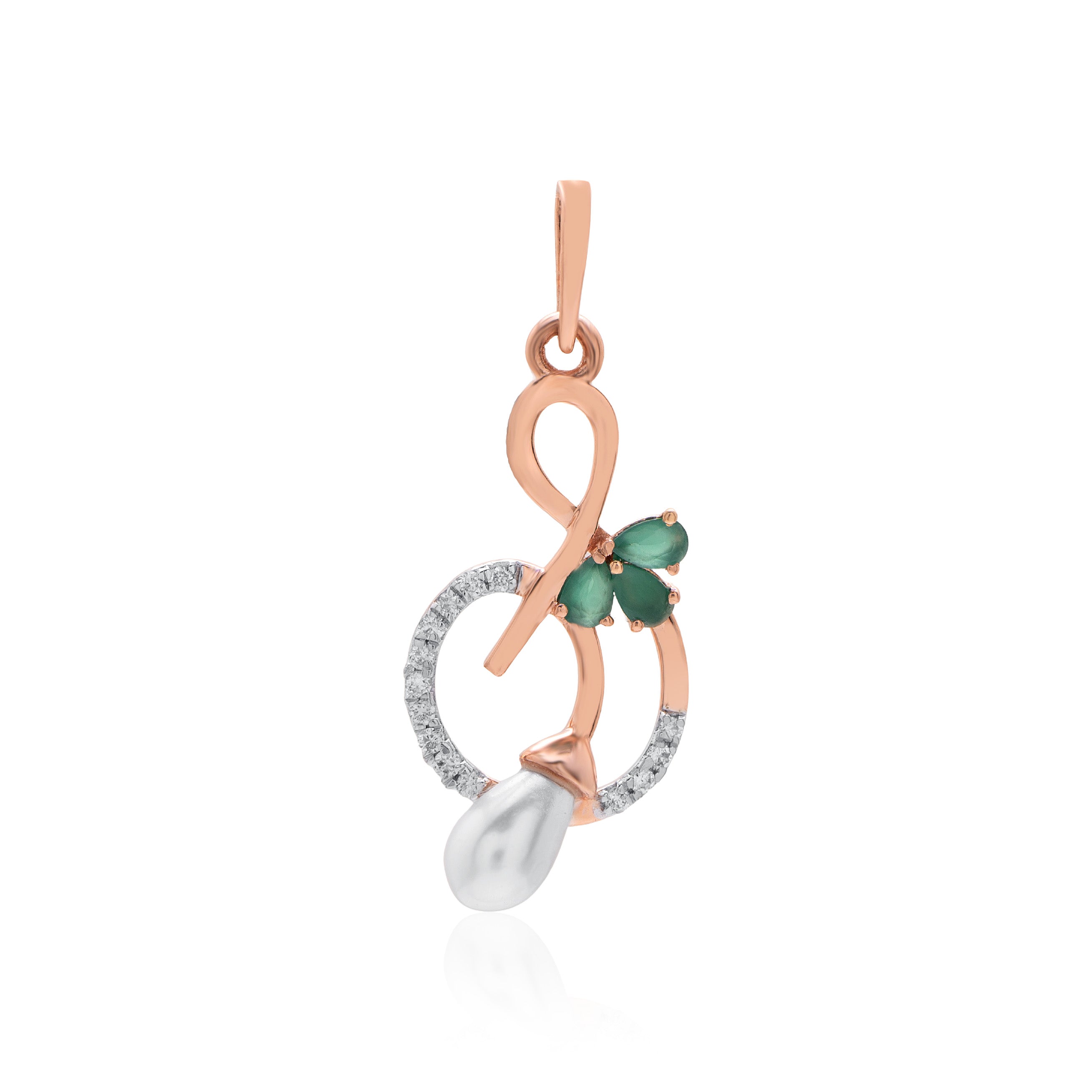 Infinity Leaf Diamond Pendant – front studio view