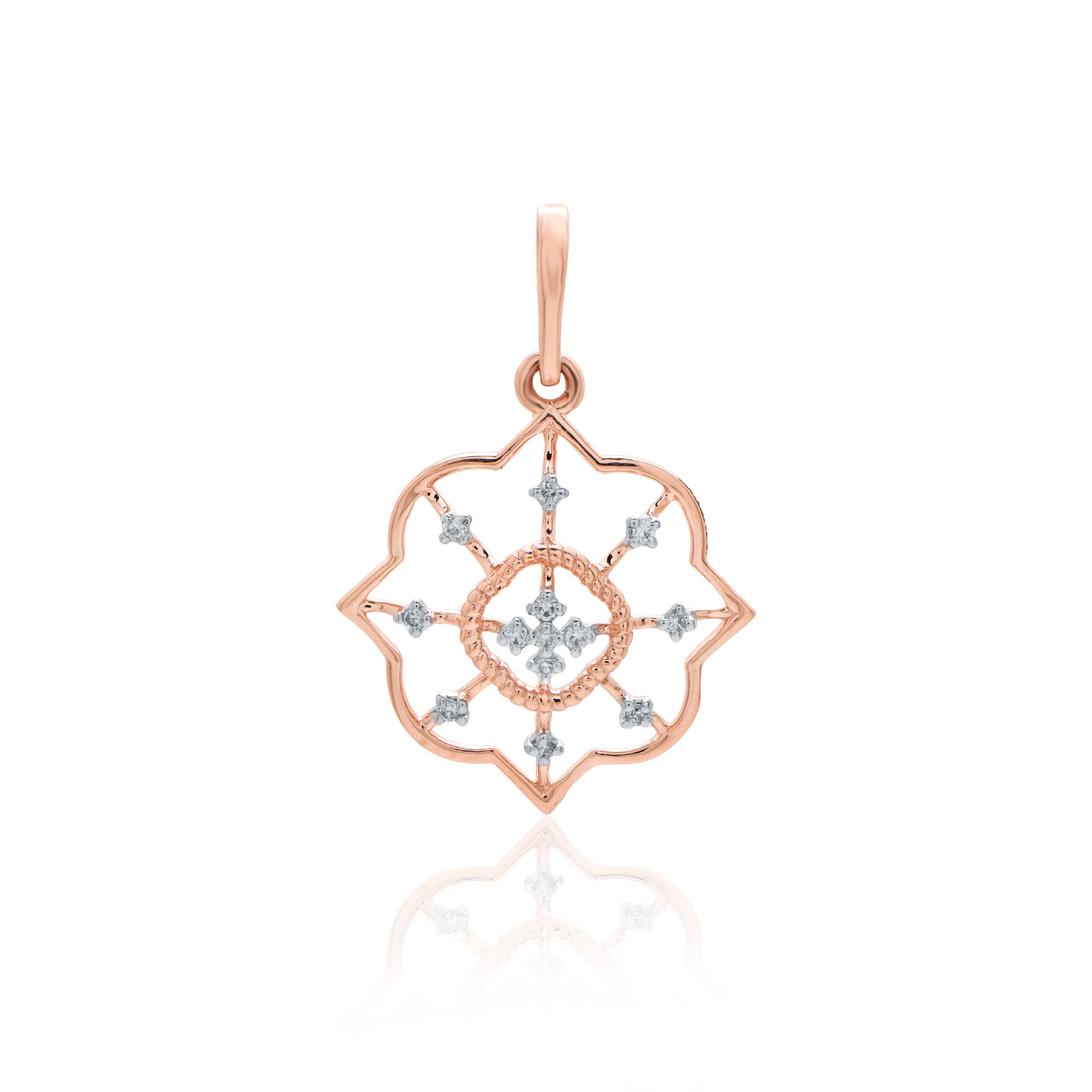 Stellar Bloom Diamond Pendant – front studio view
