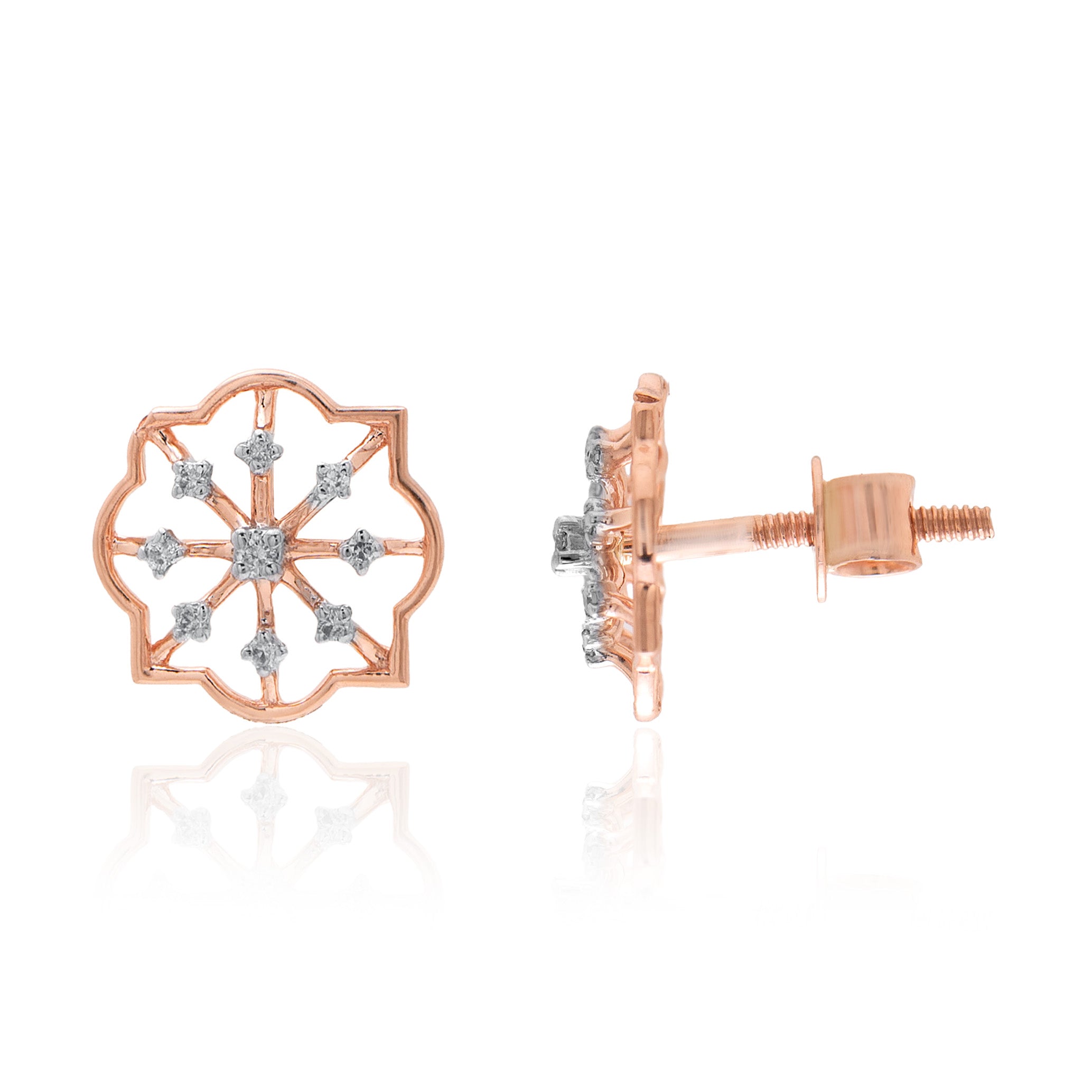 Starburst Wheel Diamond Earrings – front studio view